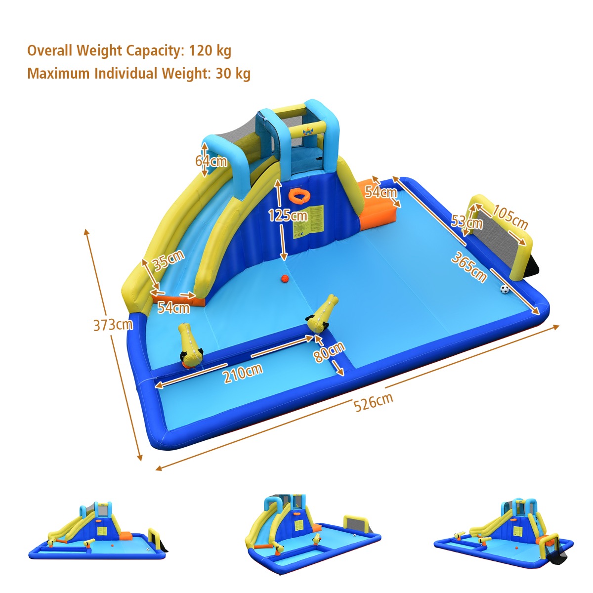 LIVSK Opblaasbaar Waterpark - 6-in-1 Springkussen met Waterpistool - Duurzaam Oxford - Snelle Inflatie - Voor Kinderen 3-12 jaar