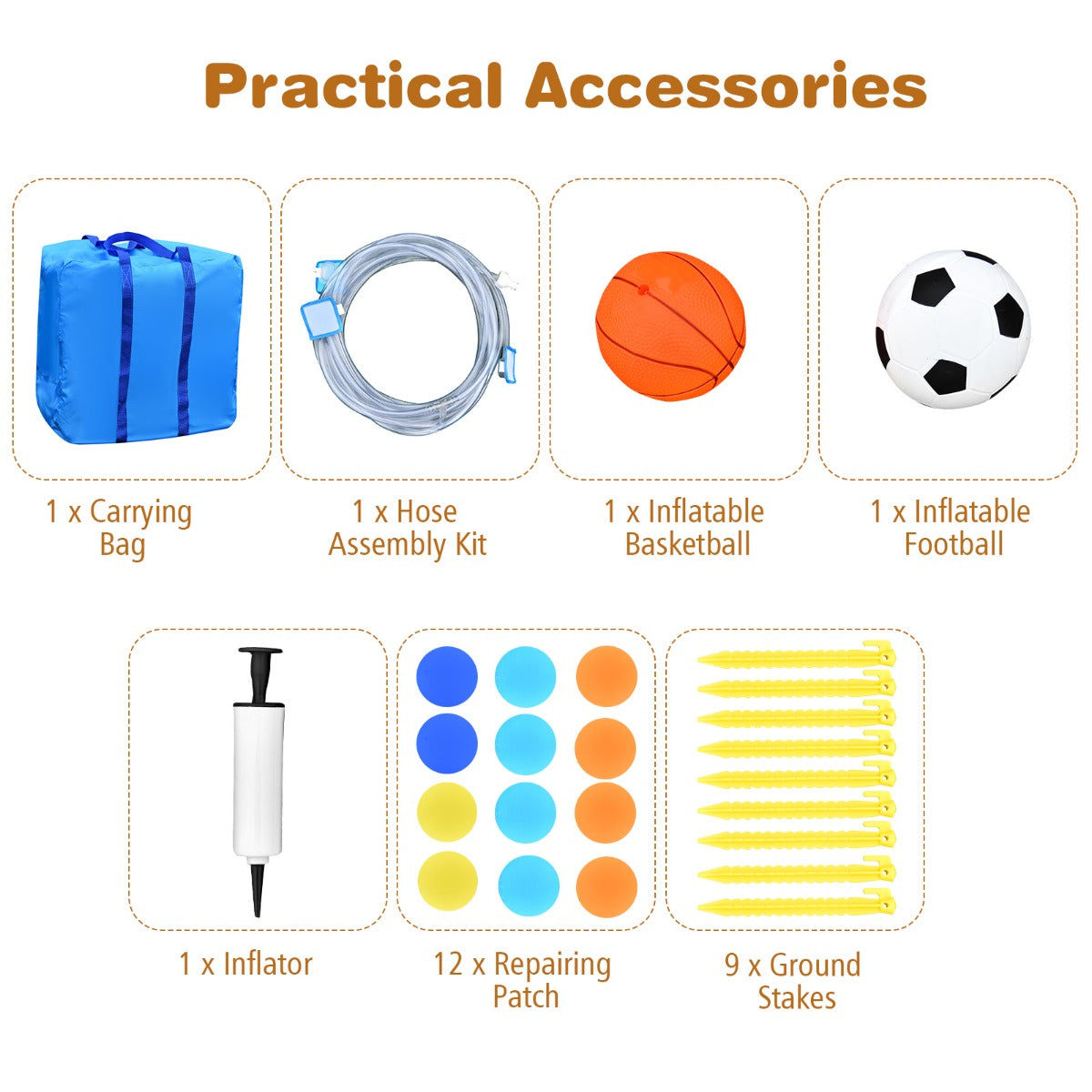 LIVSK Opblaasbaar Waterpark - 6-in-1 Springkussen met Waterglijbaan en Kanonnen - Duurzaam Oxford - Snel Opblazend - 526 x 373 x