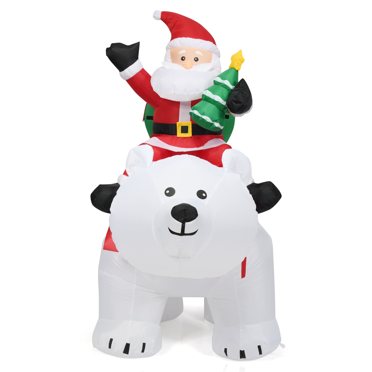 LIVSK Opblaasbare IJsbeer met Kerstman - LED-verlichting - Waterafstotend - Inclusief Ventilator - 200 x 87,5 x 175 cm -