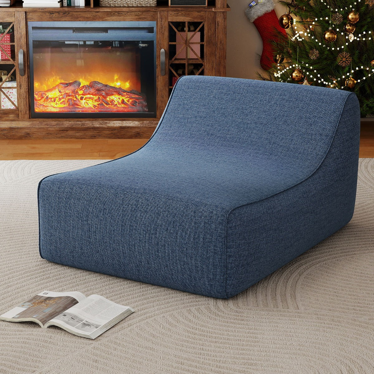 Livsk costway opblaasbare loungestoel ergonomische opblaasbare lazy sofa met afneembare hoes en antislipbasis blauw 6
