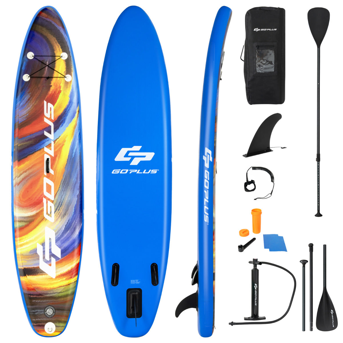 LIVSK Opblaasbare SUP Board - Draagvermogen 130 kg - Anti-slip Dek - Inclusief Peddel & Draagtas - 335 x 76 x 15 cm - Blauw