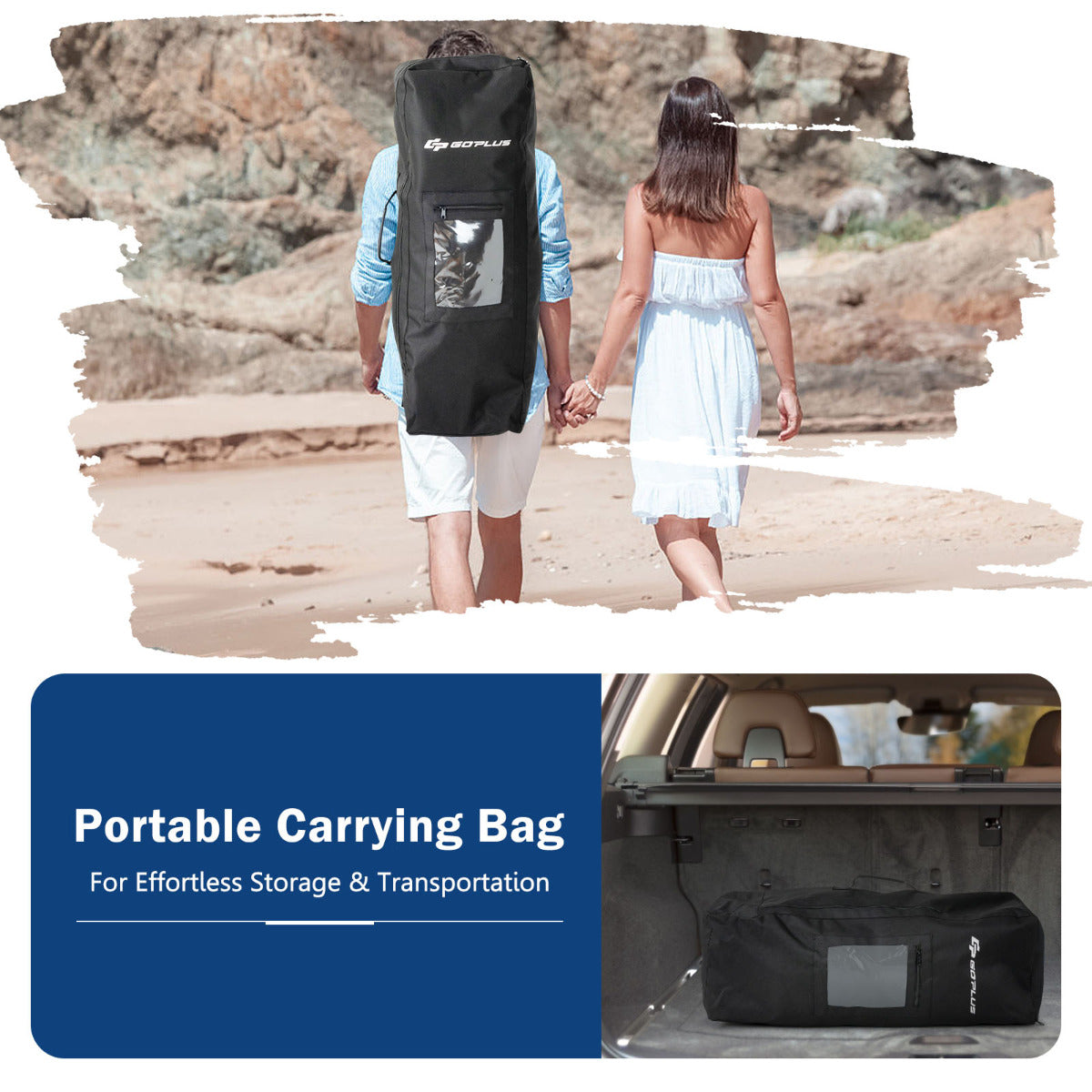 LIVSK Opblaasbare SUP Board - Draagvermogen 130 kg - Anti-slip Dek - Inclusief Peddel & Draagtas - 335 x 76 x 15 cm - Blauw