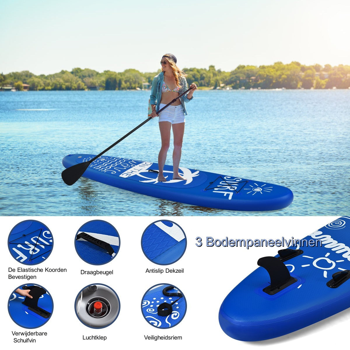 LIVSK Opblaasbaar Stand-Up Paddleboard - Antislip, Verstelbare Peddel, Lichtgewicht en Draagbaar - Voor Stabiliteit en Snelheid -