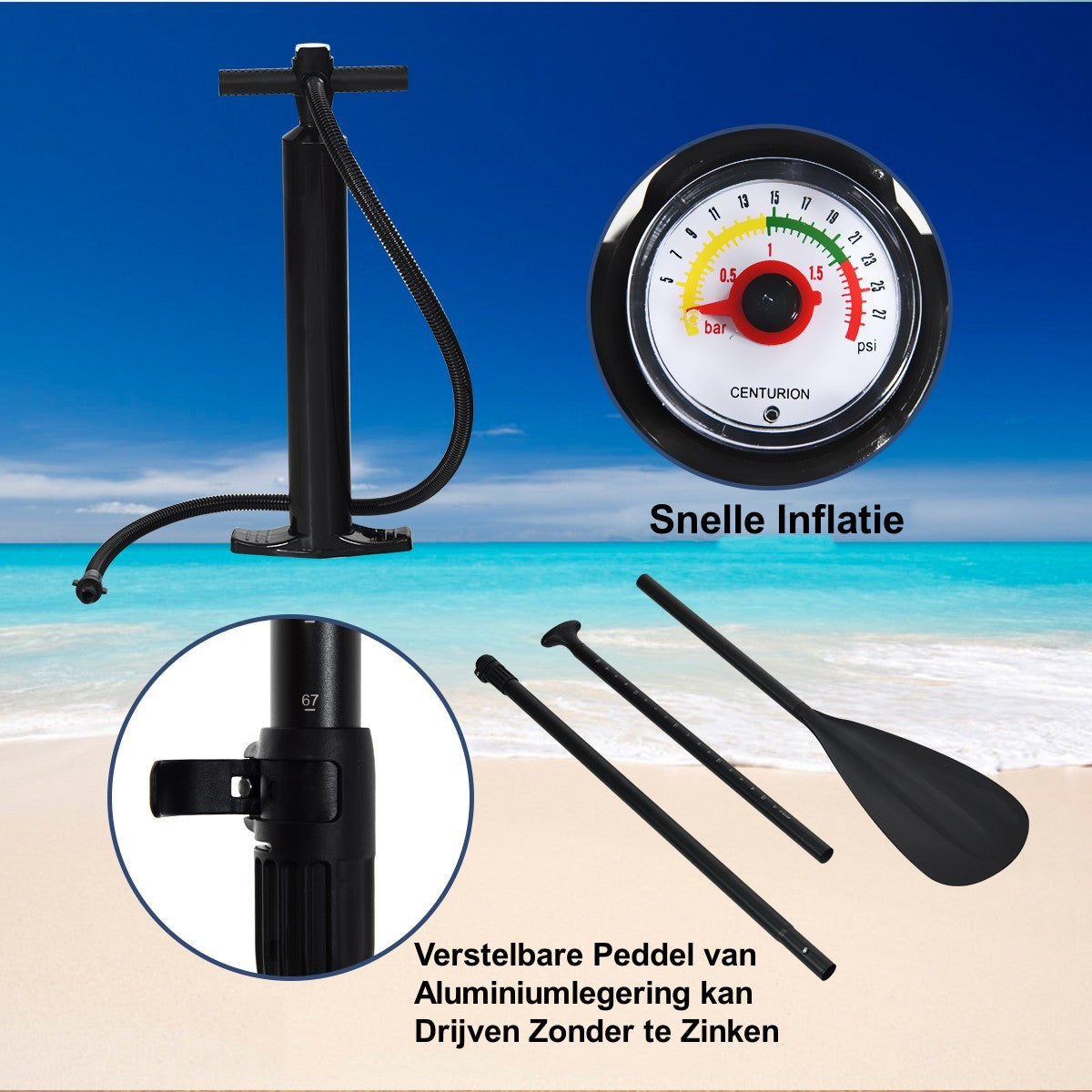 LIVSK Opblaasbaar Stand-Up Paddleboard - Antislip, Verstelbare Peddel, Lichtgewicht en Draagbaar - Voor Stabiliteit en Snelheid -