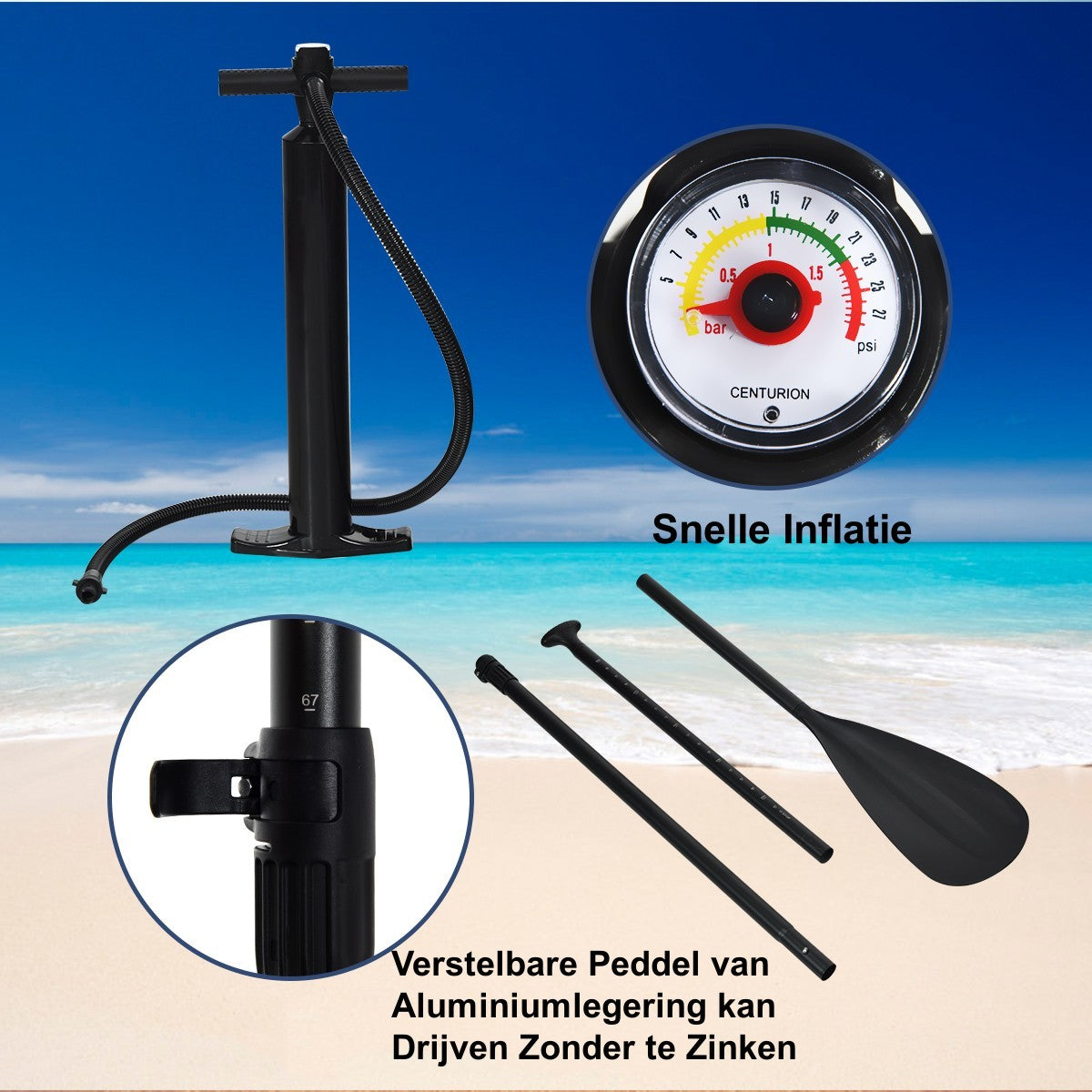 LIVSK Opblaasbaar Stand-Up Paddleboard - Antislip - Verstelbare Peddel - Lichtgewicht met Rugzak - Draagvermogen tot 130 kg -