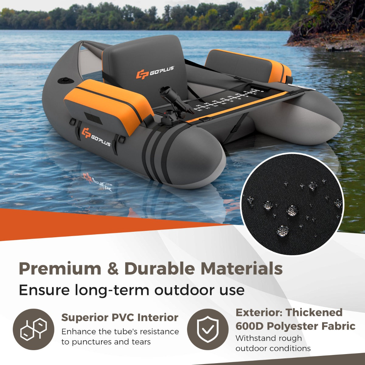 LIVSK Opblaasbare Visboei - Draagvermogen 150 kg - Verstelbare Hengelhouder - Inclusief Opbergnet en Peddel - 135 x 109 x 54 cm -