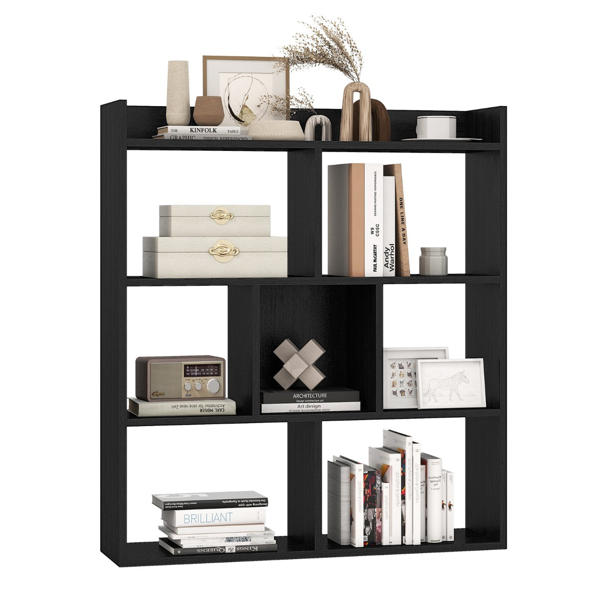 LIVSK open boekenkast met 7 kubussen - Vrijstaand en veelzijdig - Duurzaam en stabiel - Modern design - 80 x 20 x 90 cm -