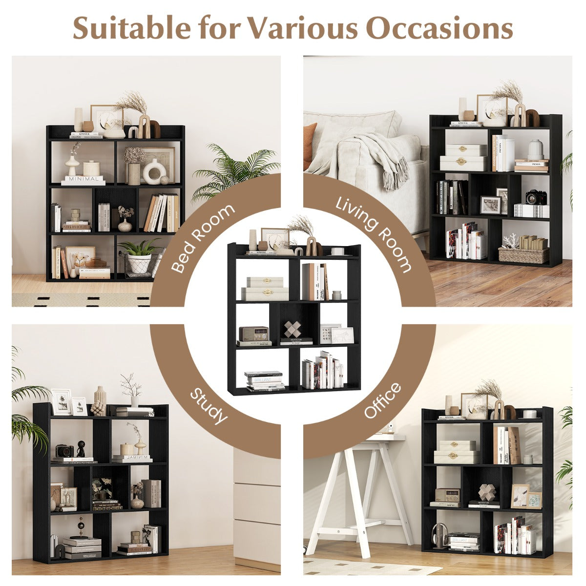 LIVSK open boekenkast met 7 kubussen - Vrijstaand en veelzijdig - Duurzaam en stabiel - Modern design - 80 x 20 x 90 cm -