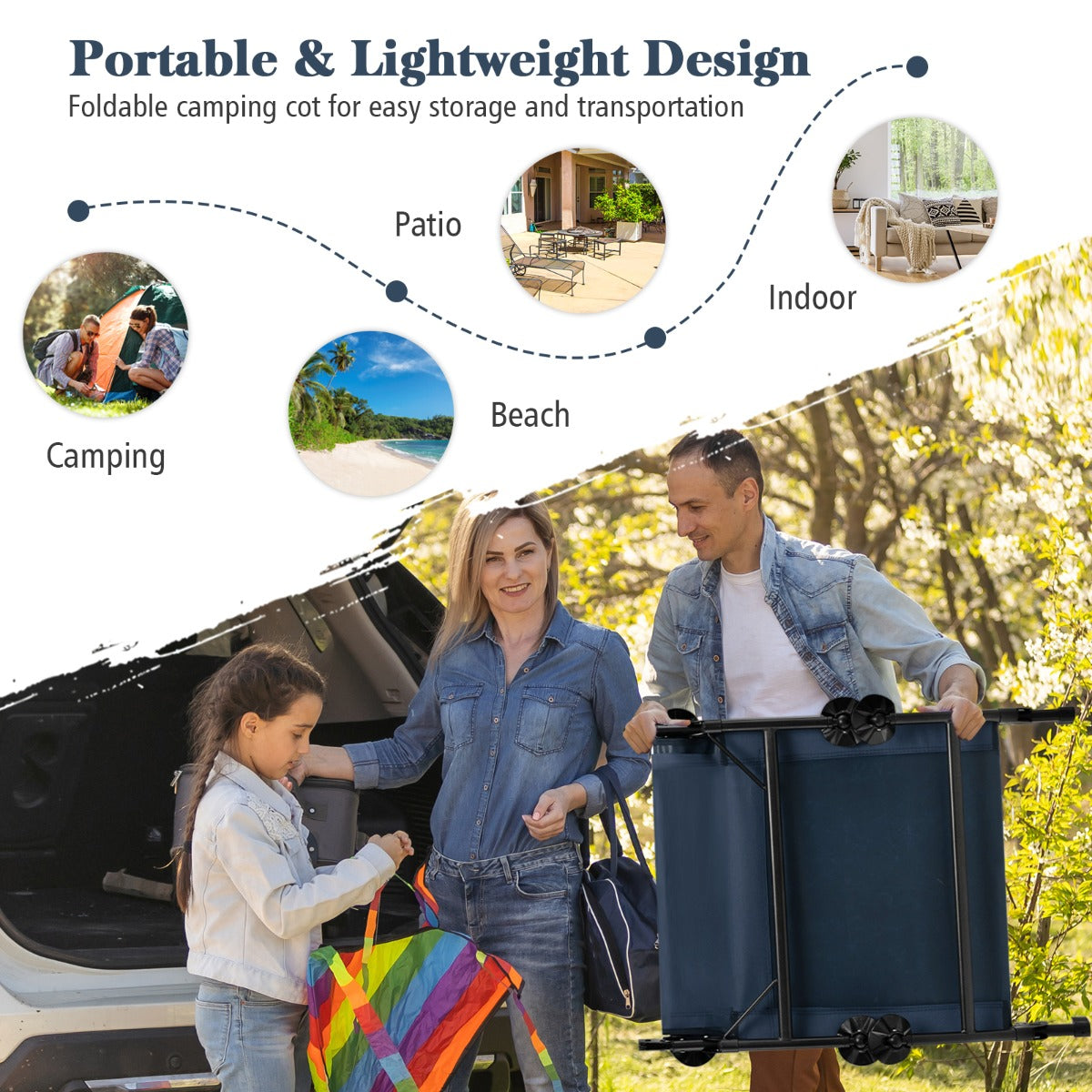 LIVSK Opvouwbare Ligstoel - Verstelbare Rugleuning in 6 Standen - Lichtgewicht en Draagbaar - Tot 200 kg - 194 x 69 x 29 cm -