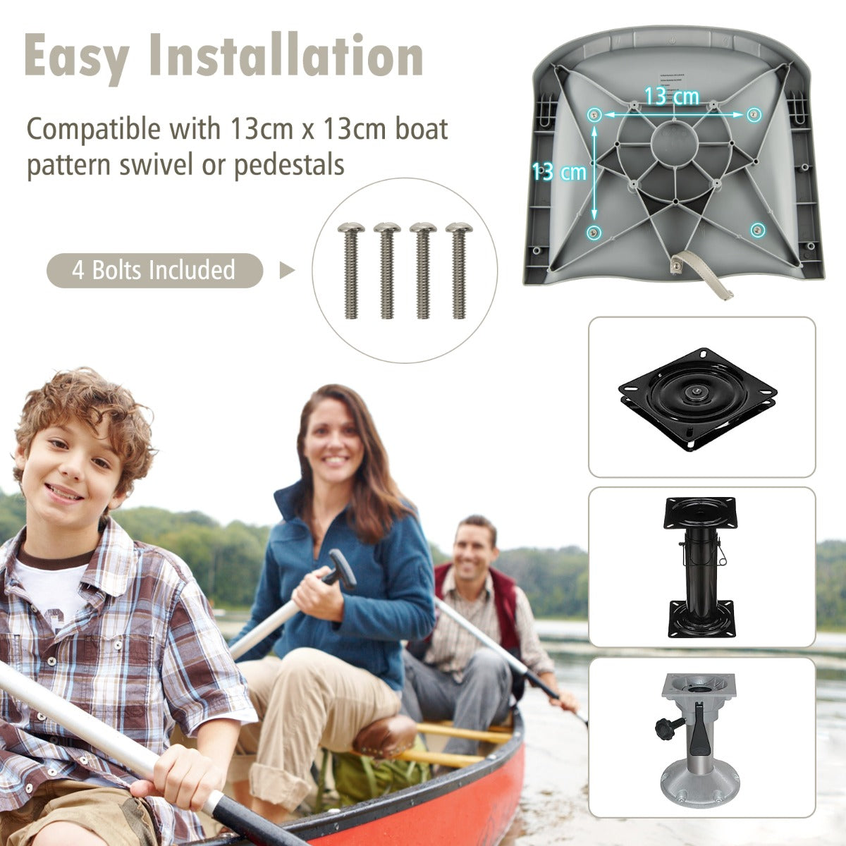 LIVSK Waterdichte Opvouwbare Bootstoel - Ergonomisch Comfort - Hoogwaardig PP-Frame - Eenvoudige Installatie - 51 x 57 x 35 cm -