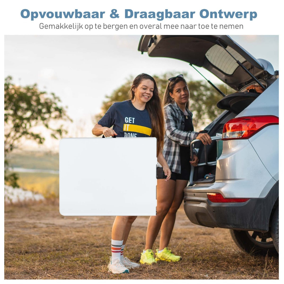 LIVSK Opvouwbare Tuintafel - Draagbaar en Compact - Stalen Frame - Draagvermogen 150 kg - 180 x 73 x 73 cm - Wit