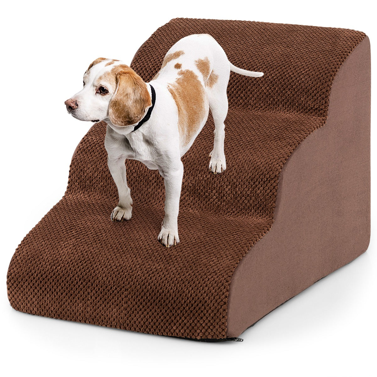 LIVSK Hondenhelling van Schuimrubber - 3 Niveaus - Antislip en Comfortabel - Geschikt tot 30 kg - 58 x 42 x 40 cm - Bruin