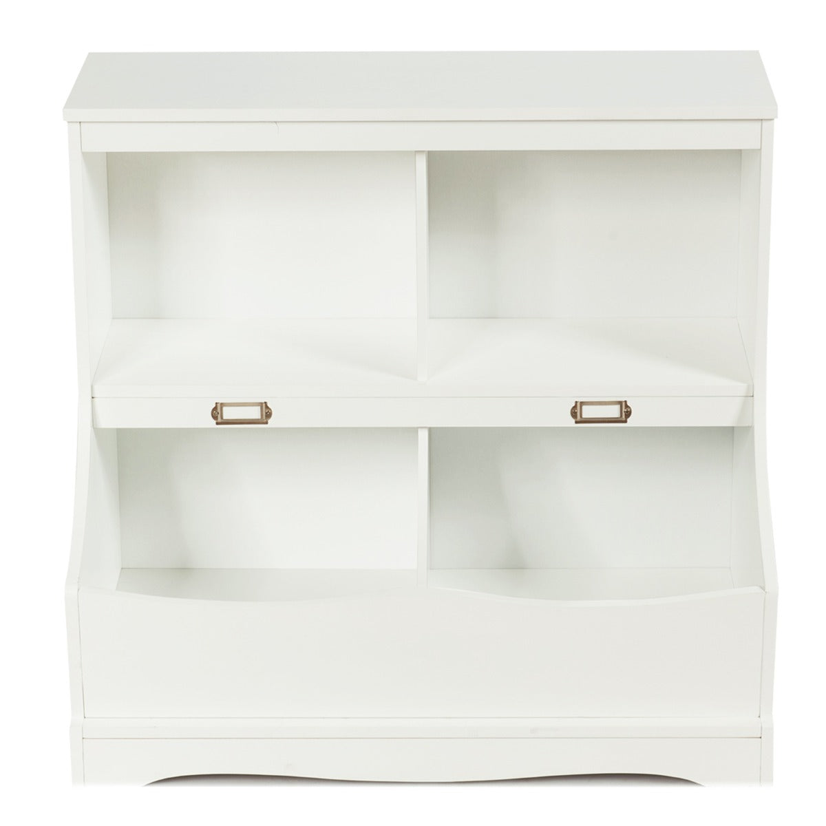 LIVSK Multifunctionele Opslagorganisator - 2 Legvakken en 2 Bakken - Duurzaam MDF - Voor Speelgoed en Boeken - Wit