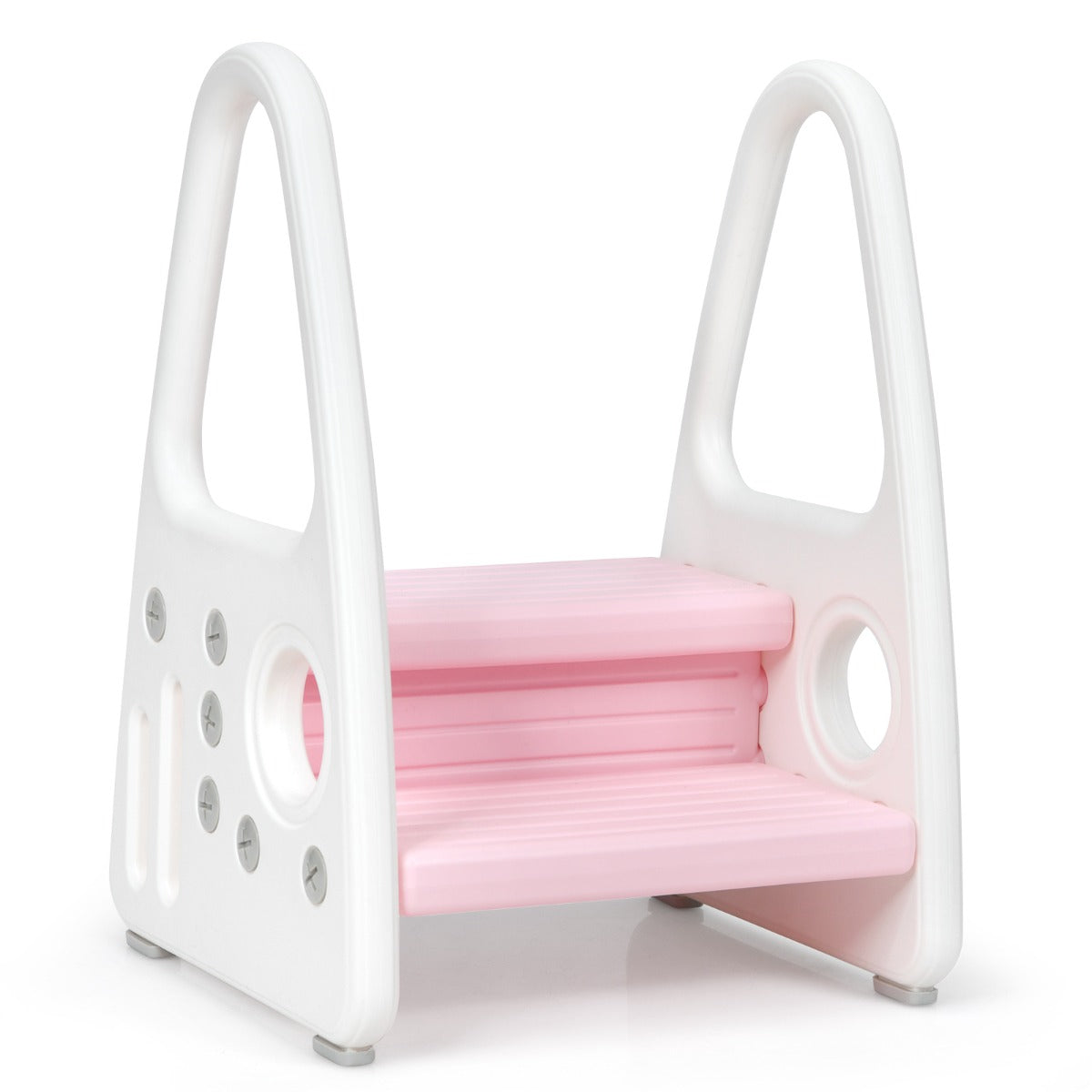 LIVSK Multifunctioneel Kinder Opstapkrukje - Veiligheid - Armleuningen - Antislip - Tot 50 kg - HDPE - Grijs