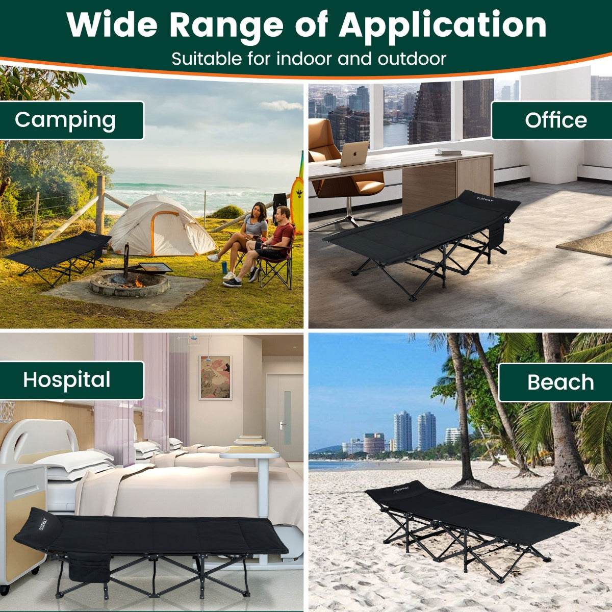 Livsk costway opvouwbaar campingbed voor volwassenen draagbare campingligstoel 6