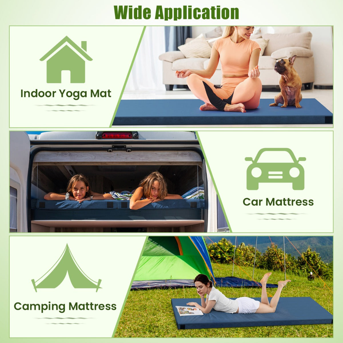 LIVSK Kampeermatras - Opvouwbaar met Waterdichte Hoes - Antislip - Ideaal voor Yoga en Kamperen - 188 x 97 x 6,5 cm - Blauw