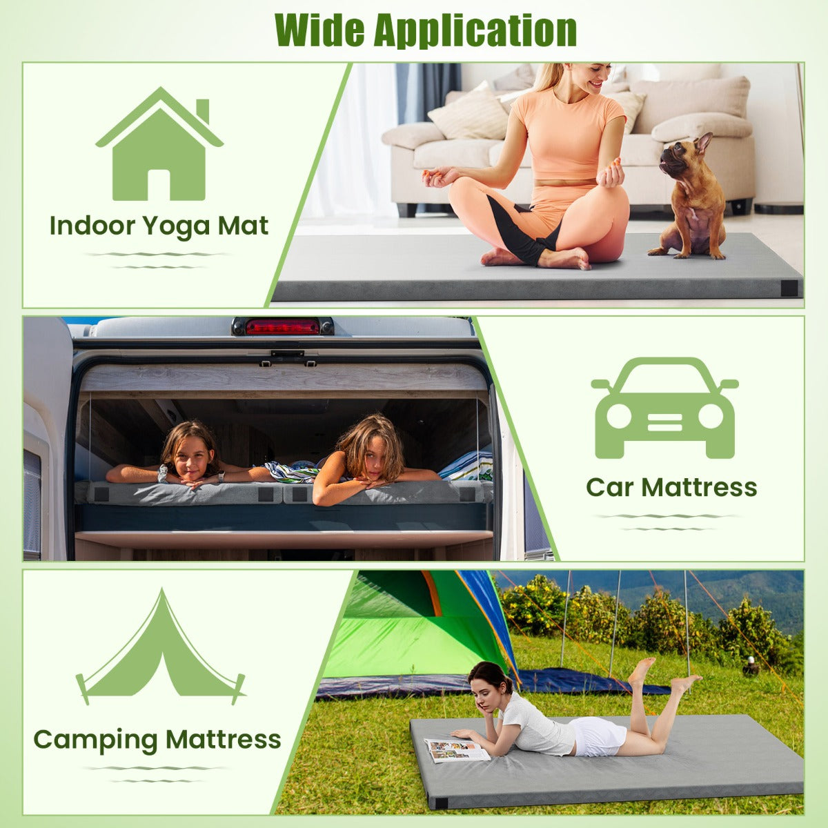 LIVSK Traagschuim Kampeermatras - Opvouwbaar met Waterdichte Flanellen Hoes - Antislip - Ideaal voor Kamperen - 188 x 97 x 6,5 cm