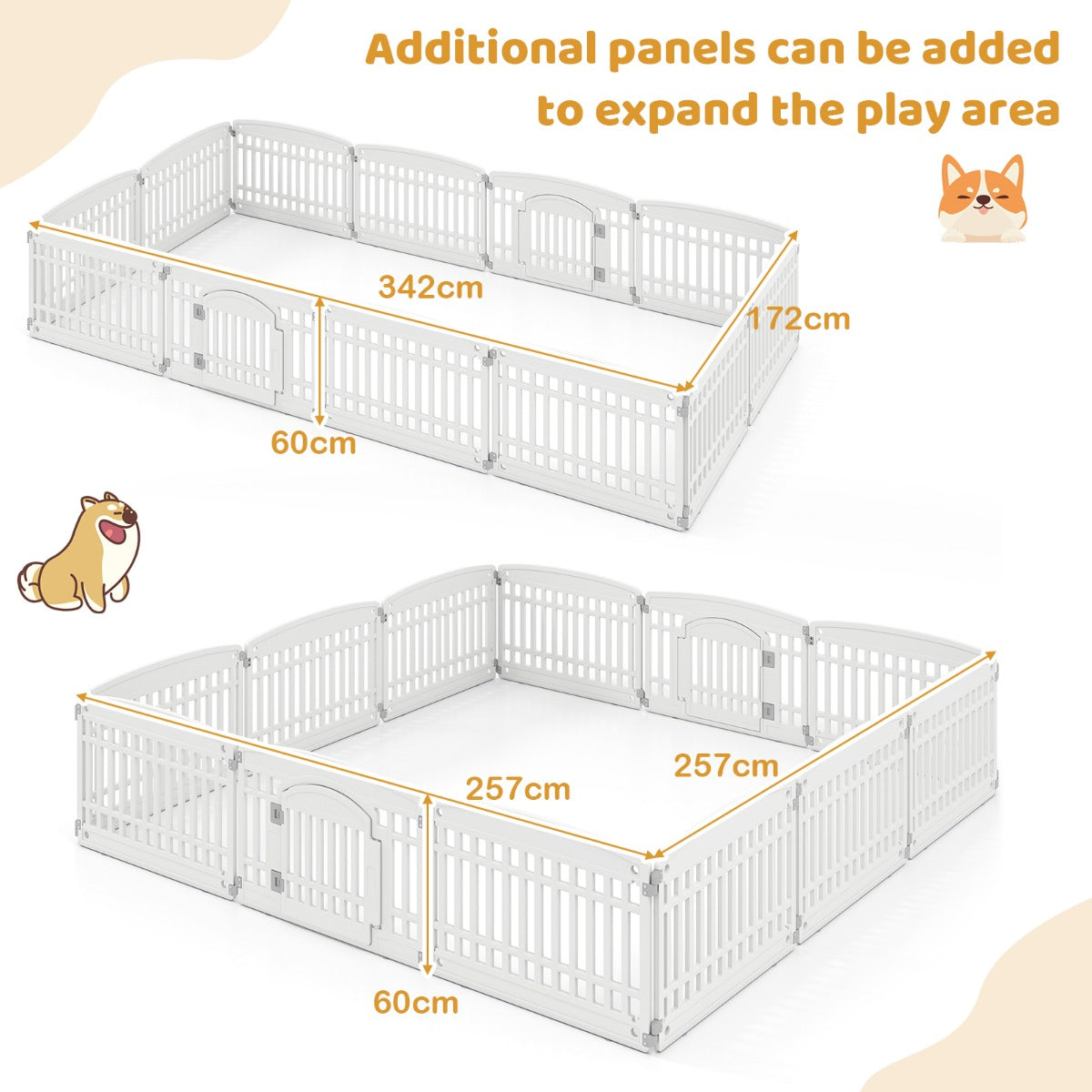 LIVSK Kunststof Honden Speelhek - 6 Panelen - Opvouwbaar met Afsluitbare Deur - Voor Kleine tot Middelgrote Huisdieren - Wit