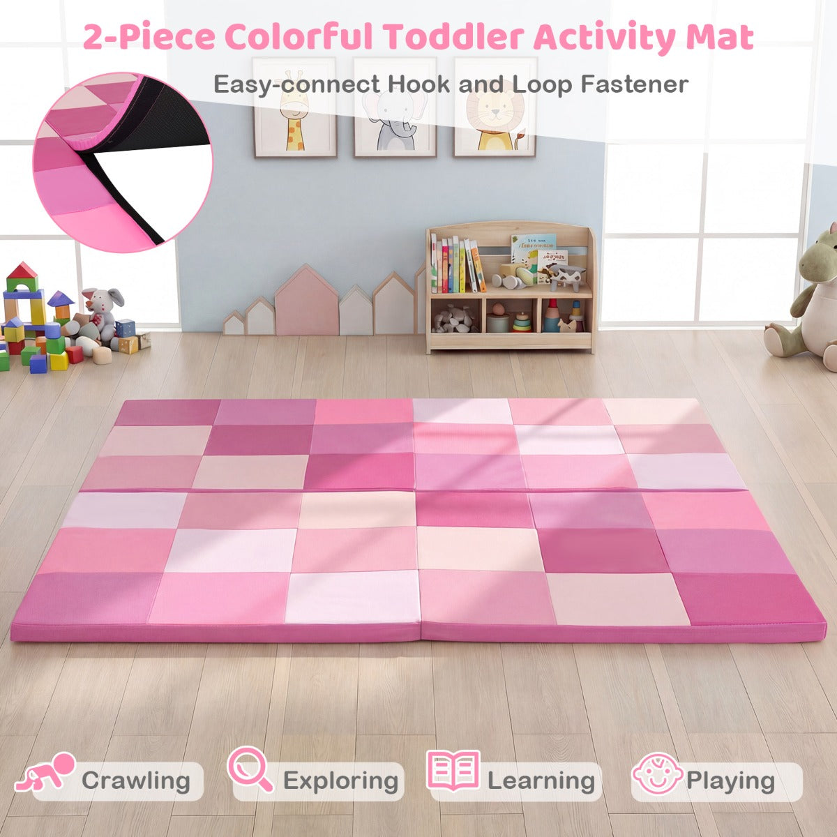 Livsk costway opvouwbaar speelkleed voor babys met waterdicht kunstleer en zachte schuimvulling tweedelig groot formaat