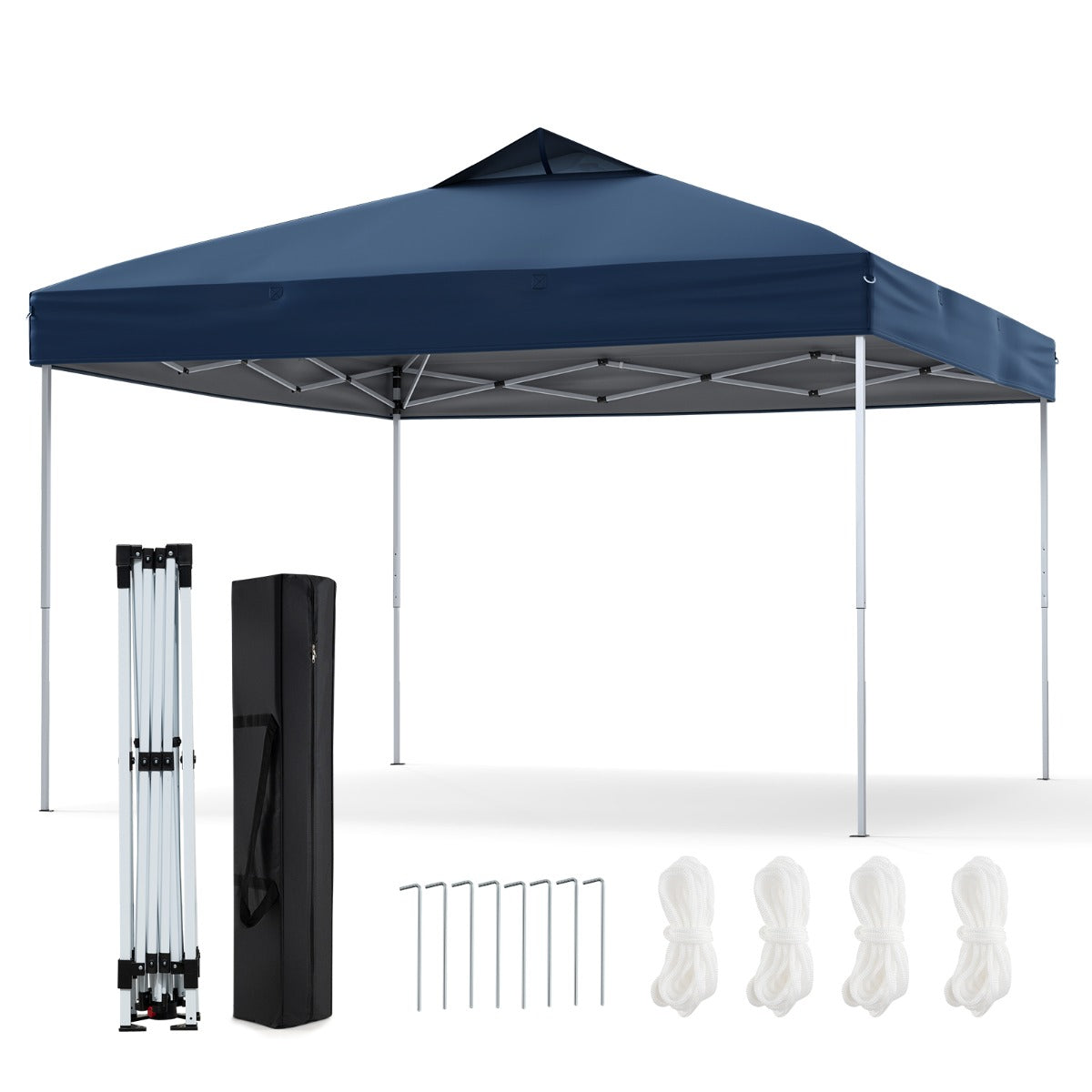 LIVSK Pop-up Tuintent - 9 m² Schaduw - Hoogteverstelbaar - Waterdicht Oxford Doek - Draagtas Inclusief - Blauw/grijs/wit