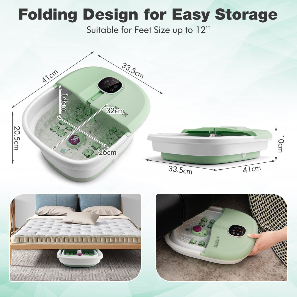 LIVSK Opvouwbaar Voetenbad Massager - Shiatsu, Bubbelmassage, Verwarming - Afstandsbediening - Compact - 33,5 x 41 x 20,5 cm -