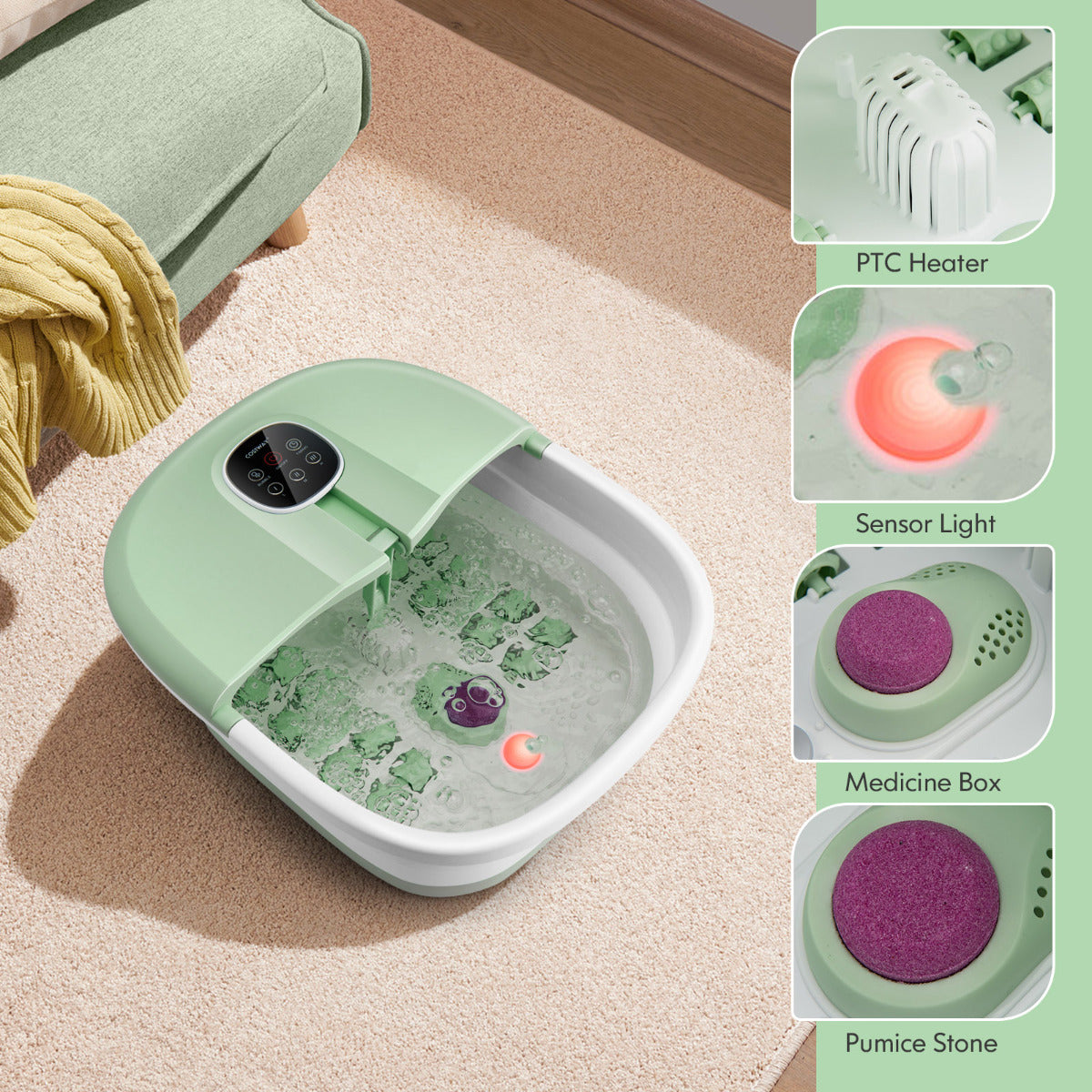 LIVSK Opvouwbaar Voetenbad Massager - Shiatsu, Bubbelmassage, Verwarming - Afstandsbediening - Compact - 33,5 x 41 x 20,5 cm -