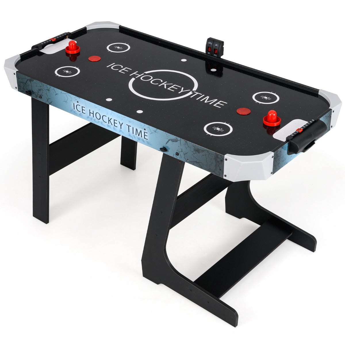 LIVSK Elektrische Opvouwbare Airhockey-tafel - Krachtige Motor - LED-display - Inclusief Hockeysticks en Pucks - 144 x 68 x 79 cm