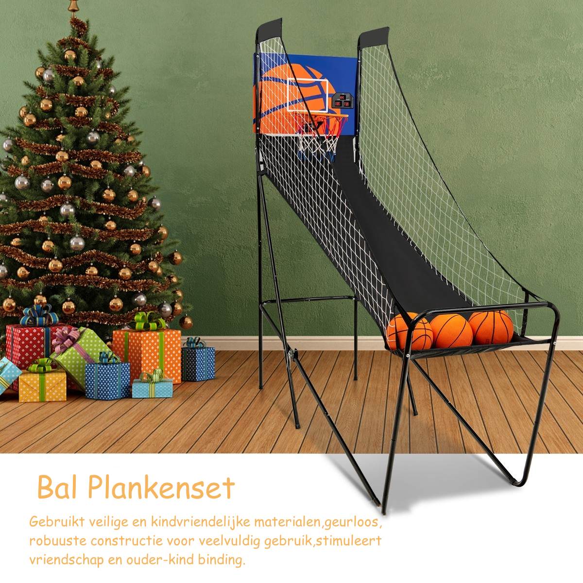 LIVSK Elektronische Basketbal Arcade Machine - 3 Ballen & Pomp - Opvouwbaar - Stalen Frame - Voor Binnengebruik - Zwart