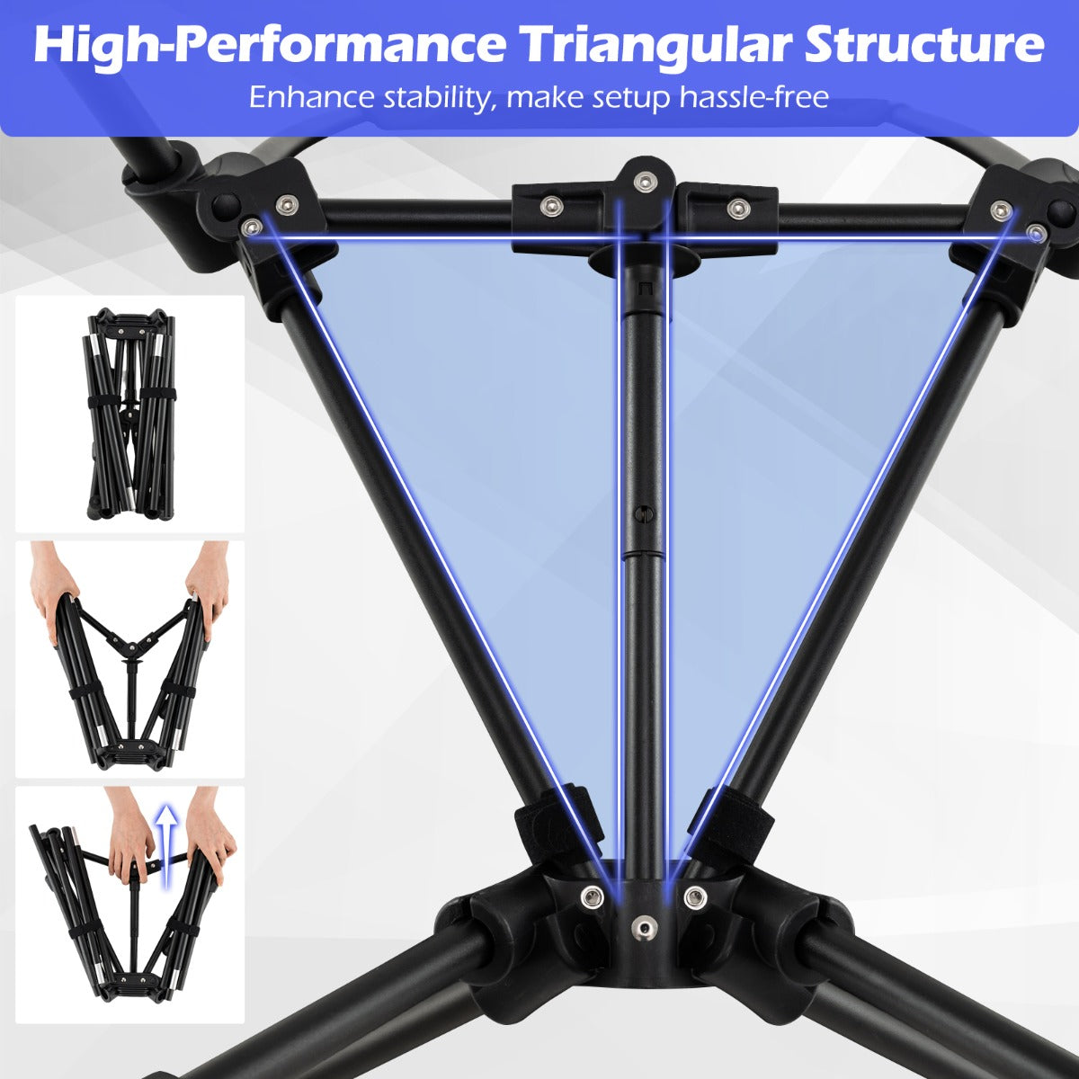 LIVSK Draagbare Campingstoel - Ultralicht - Hoge Stabiliteit tot 150 kg - Eenvoudig Opzetten - Ergonomisch Design - Zwart