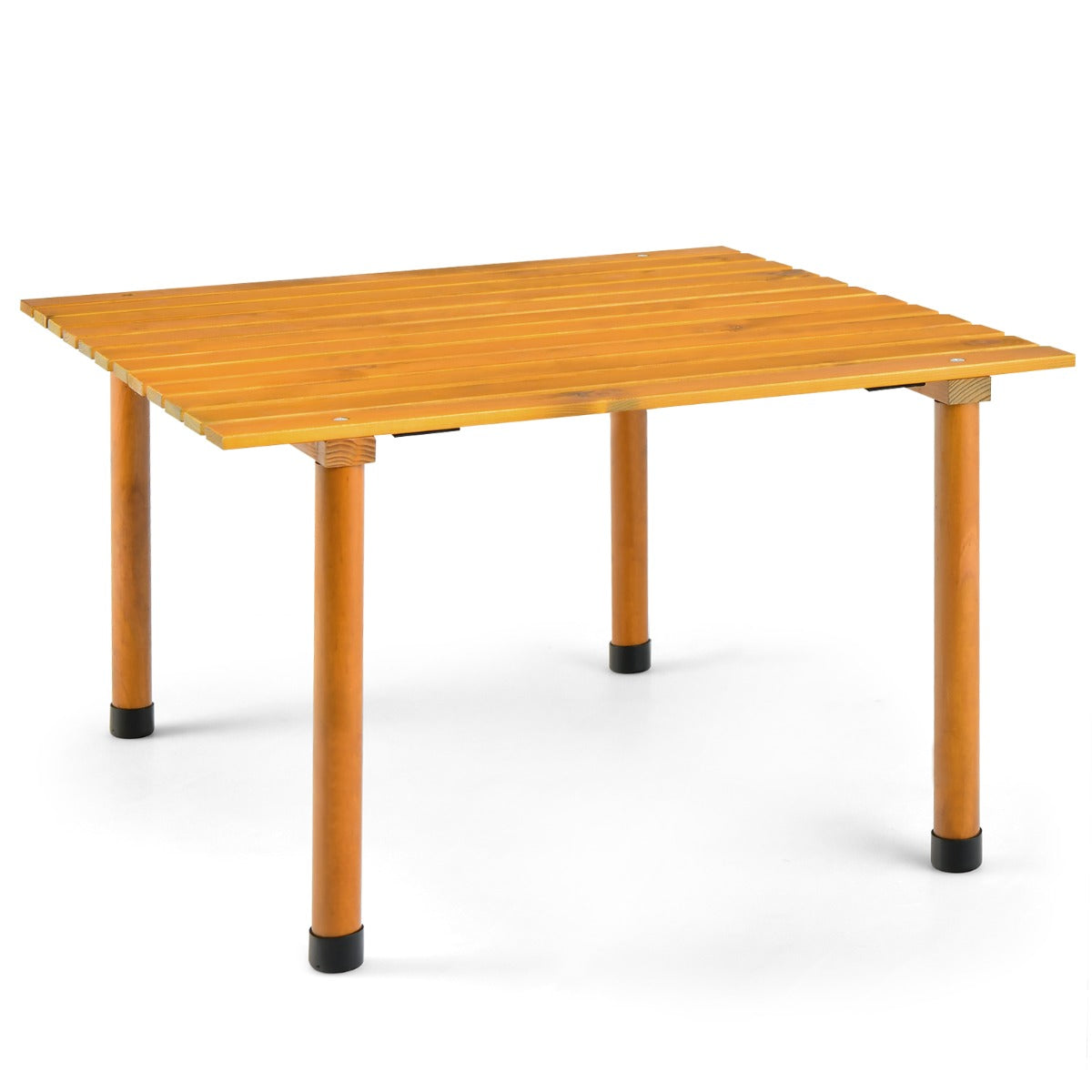 LIVSK Opvouwbare Campingtafel - Natuurlijk Dennenhout - Oprolbaar Blad - Draagtas - 50 kg Draagkracht - 69 x 69 x 42 cm -