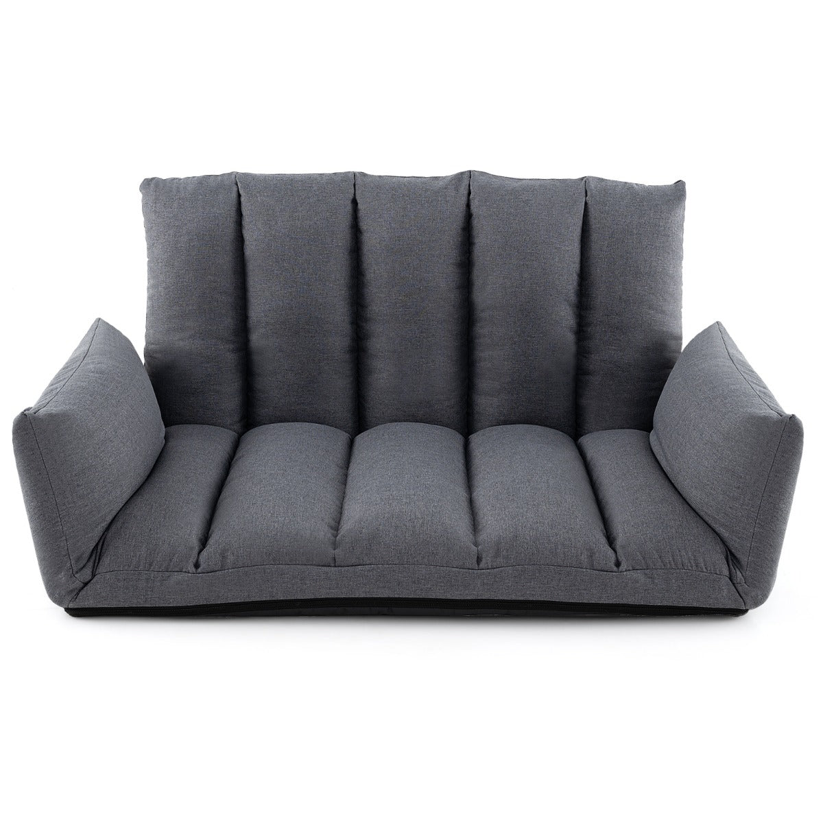 LIVSK Opvouwbare Vloerbank - 5 Verstelbare Rugleuningposities - Luxe Bekleding - Ruimtebesparend - 119 x 76 x 60 cm - Grijs