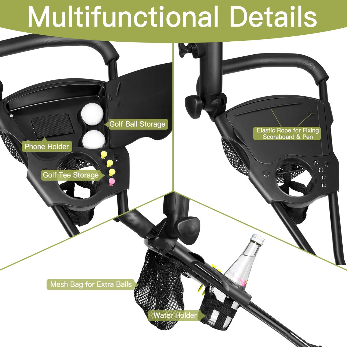 Livsk costway opvouwbare ijzeren golfkar en lichte golftas met grote capaciteit golfkar en draagbare golftas 4