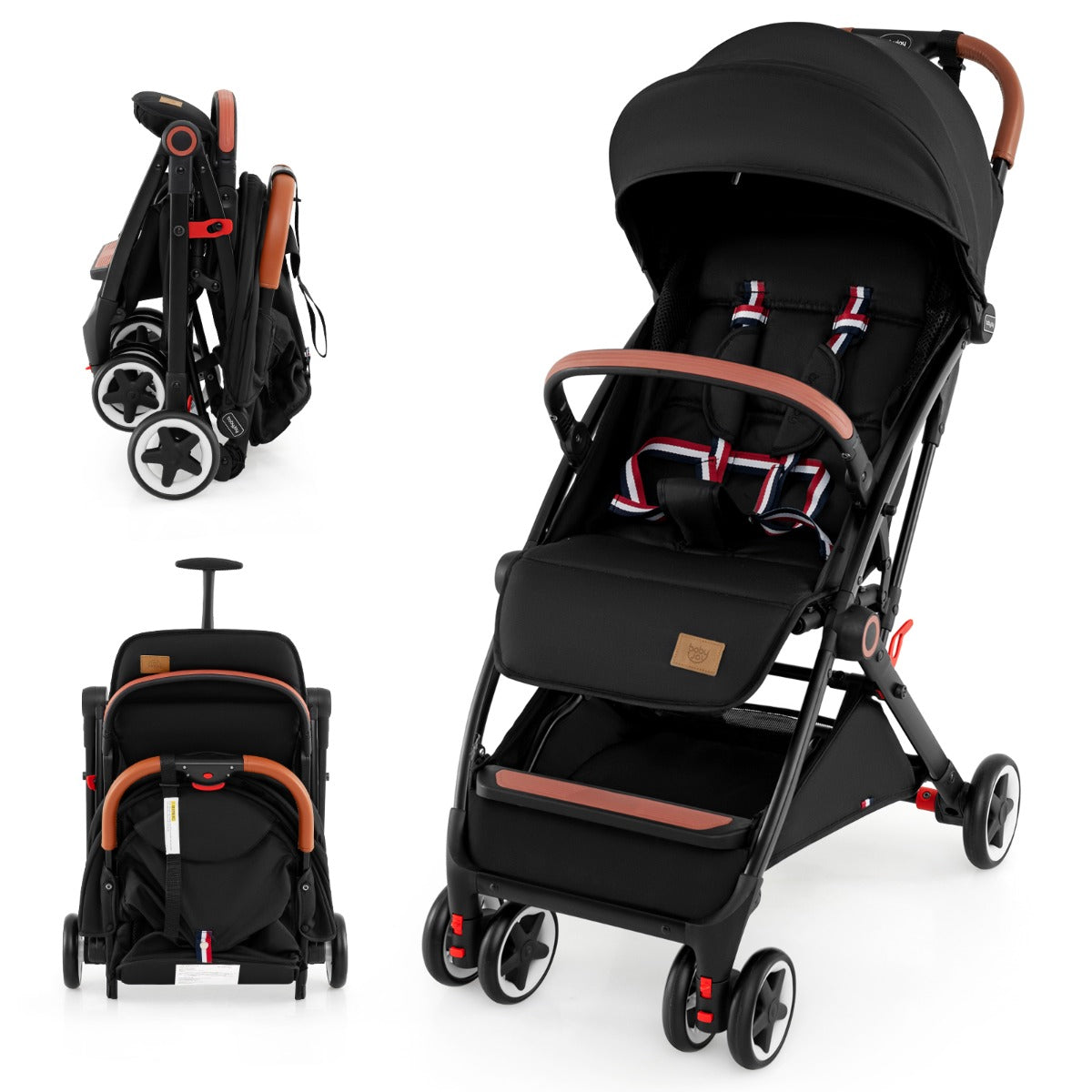 Livsk costway opvouwbare kinderwagen draagbare buggy met uitschuifbare zonnekap verstelbare rugleuning en voetsteun licht aluminium frame