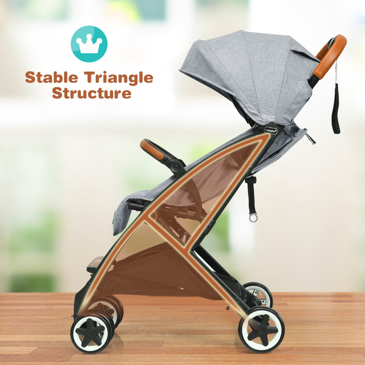 LIVSK Opvouwbare Kinderwagen - Verstelbare Rugleuning - Lichtgewicht Aluminium - 5-puntsveiligheidsgordel - Tot 15 kg - Grijs