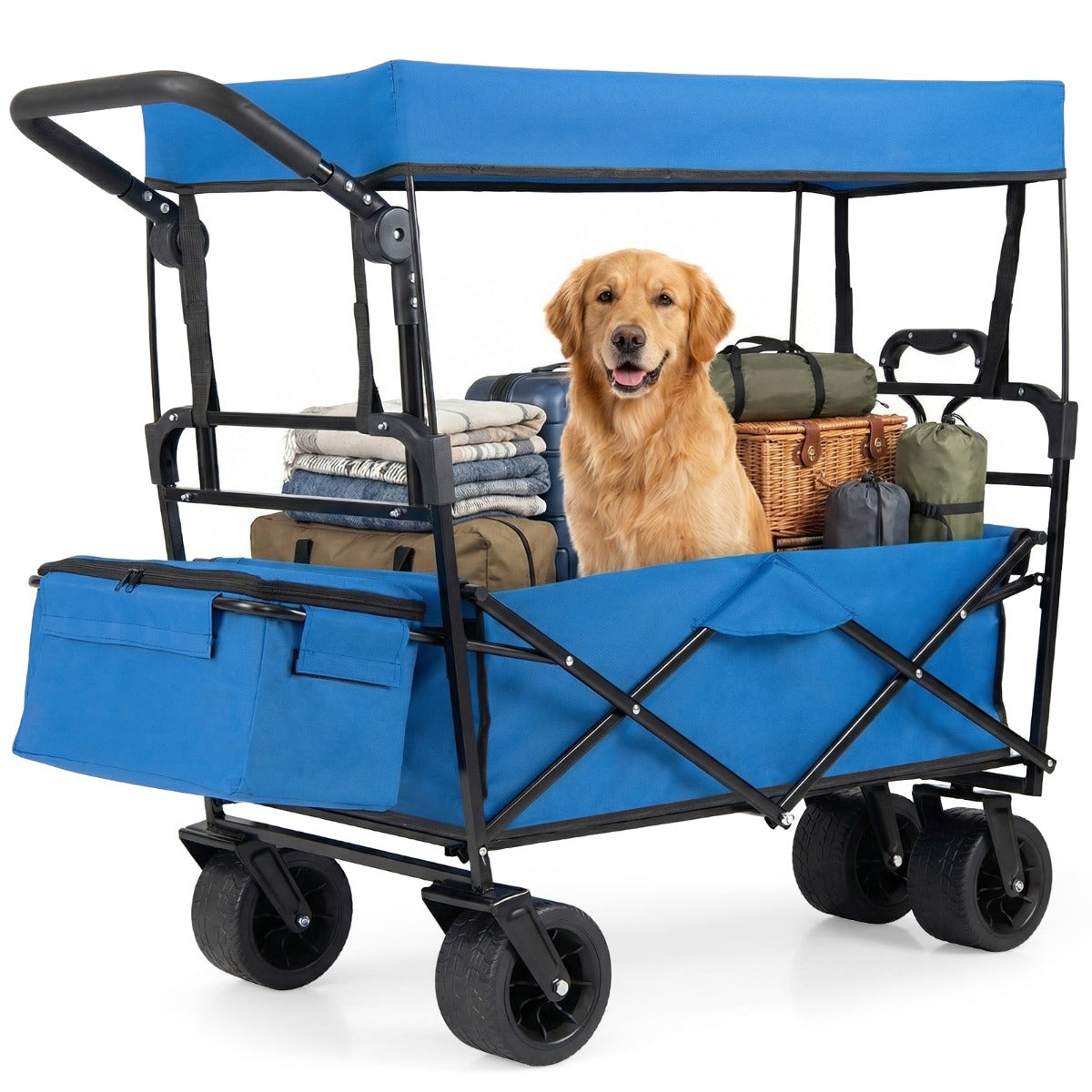 Livsk costway opvouwbare kinderwagen met afneembare zonnekap zerstelbare duwstang afneembare opbergtas en terreinwielen blauw