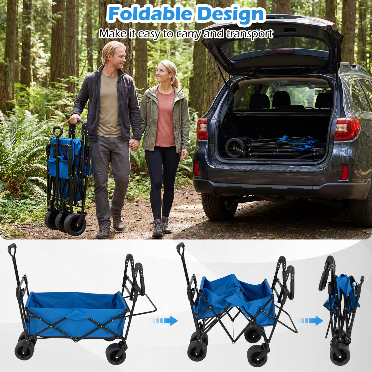 Livsk costway opvouwbare kinderwagen met afneembare zonnekap zerstelbare duwstang afneembare opbergtas en terreinwielen blauw