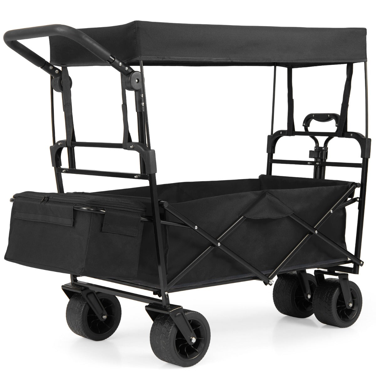 Livsk costway opvouwbare kinderwagen met afneembare zonnekap zerstelbare duwstang afneembare opbergtas en terreinwielen zwart 1