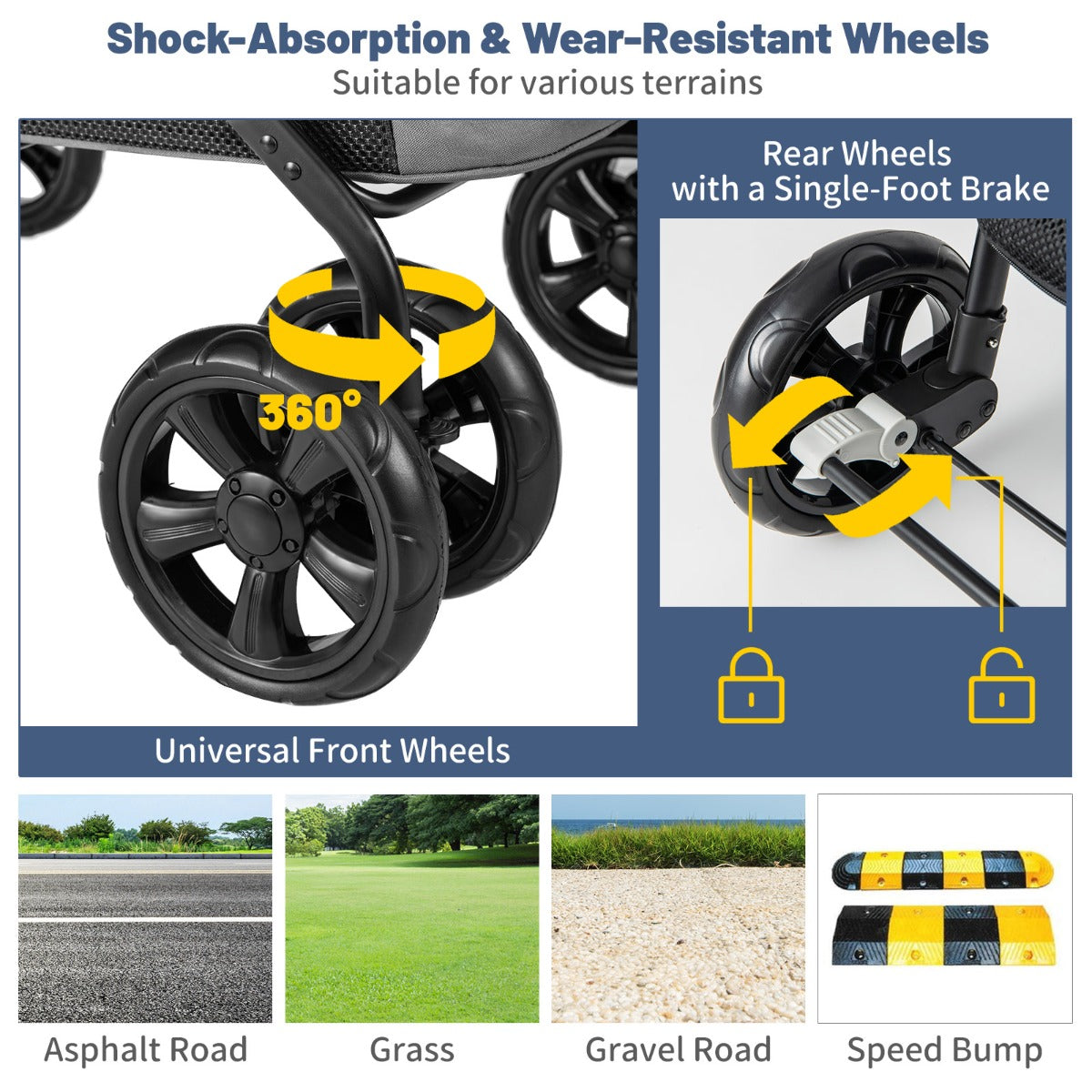 LIVSK Opvouwbare Kinderwagen voor Huisdieren - Duurzame Oxford Stof - Ademend Gaas - Schokabsorberende Wielen - Tot 40 kg - Grijs