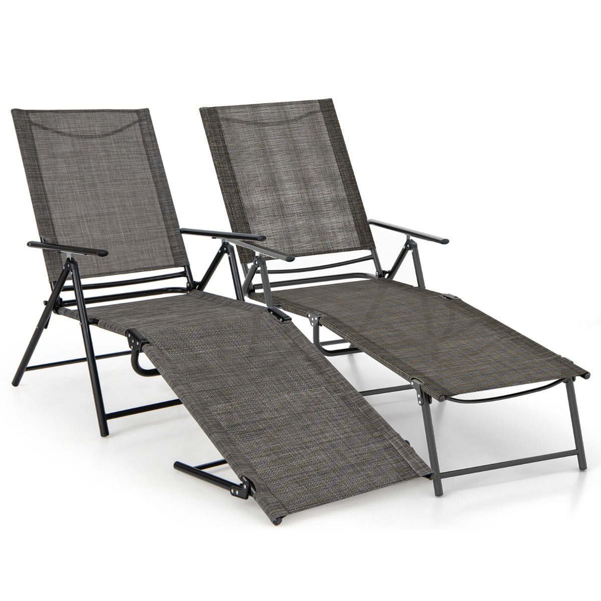 LIVSK Verstelbare Opvouwbare Terrasligstoelen - 6 Rugleuningstanden - Compact Vouwbaar - Tot 150 kg - Bruin