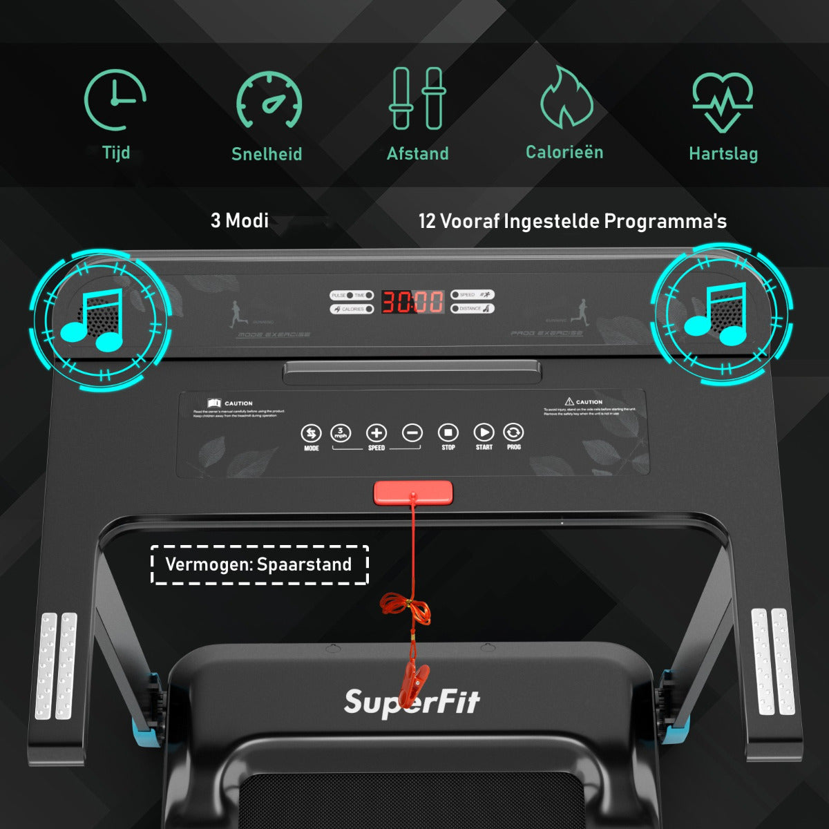 LIVSK Opvouwbare Elektrische Loopband - Bluetooth Luidspreker - GYMAX APP - 90 kg - 113 x 57,5 x 94 cm - Marineblauw+Zwart