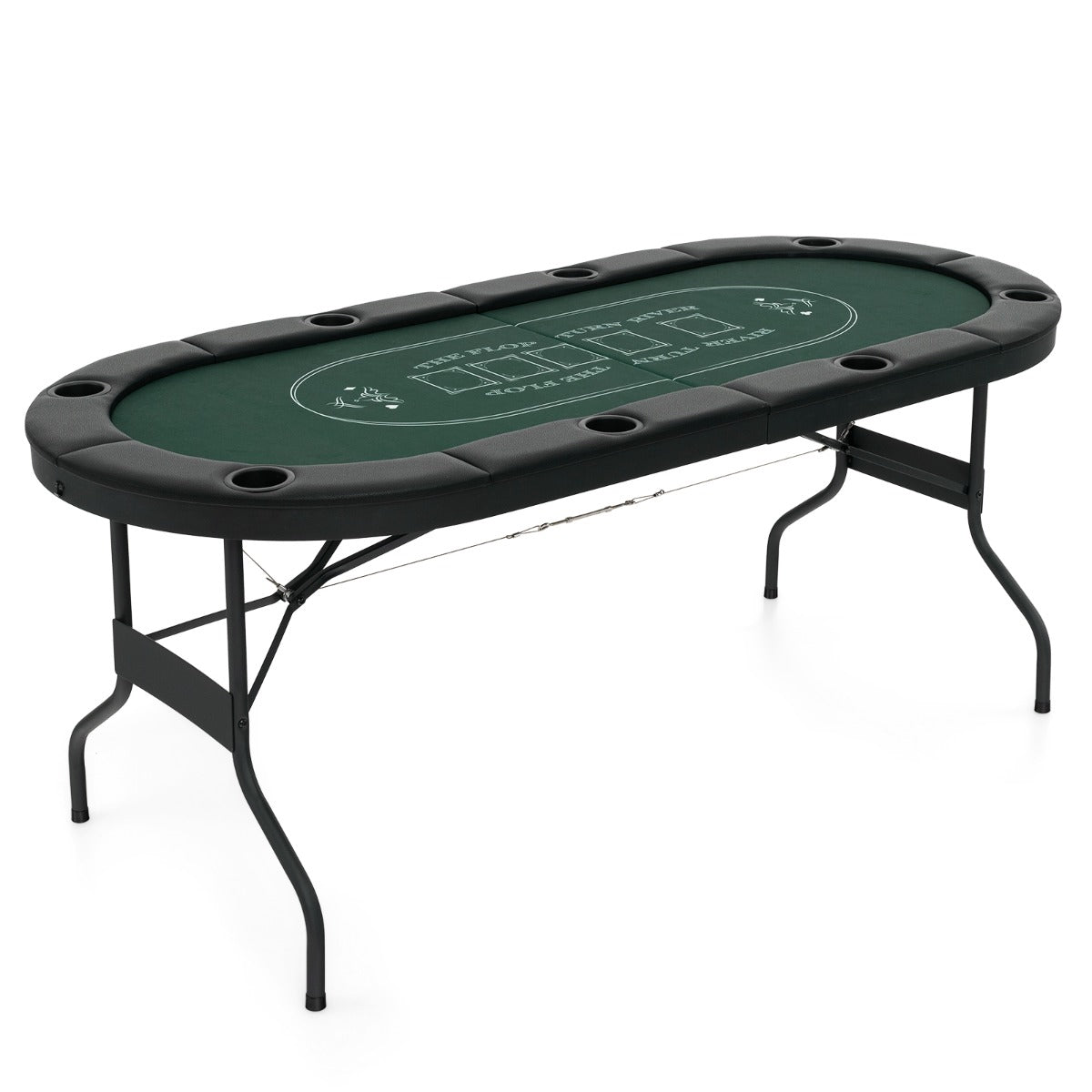 LIVSK Inklapbare Pokertafel - Voor 6-8 Spelers - Gevoerde Armleuningen - Metalen Bekerhouders - Casinokwaliteit - Zwart+Groen