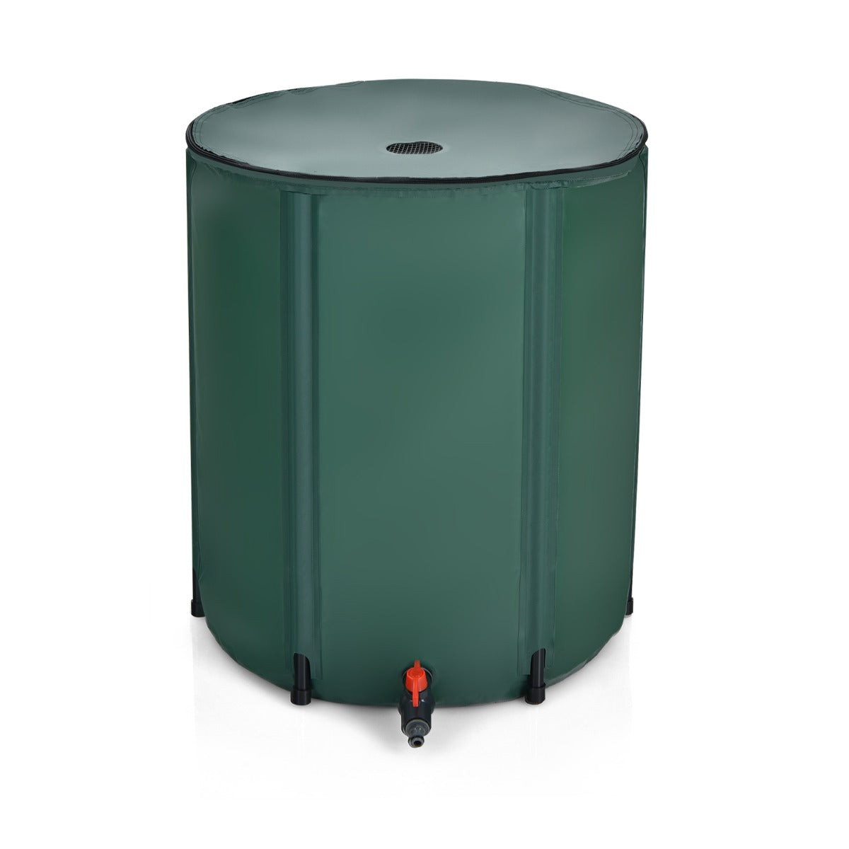 LIVSK Opvouwbare Regenton - 225L Capaciteit - Hoogwaardig en Lekvrij - Insectenbescherming - Overloopventiel - Donkergroen