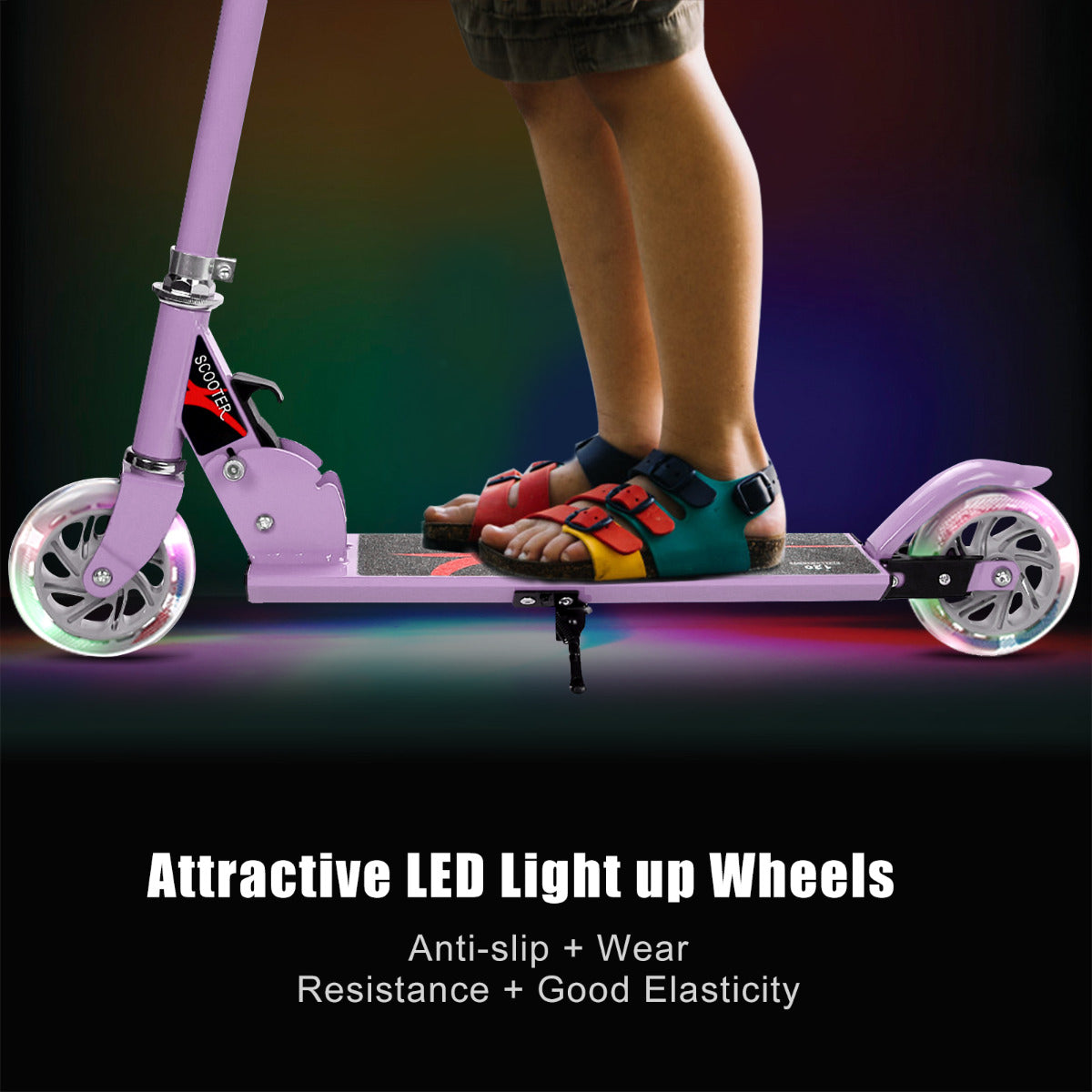 LIVSK Opvouwbare Kinderstep - Lichtgewicht Aluminium - Verstelbaar Stuur 63-86,5 cm - LED Verlichte Wielen - Tot 70 kg - Licht