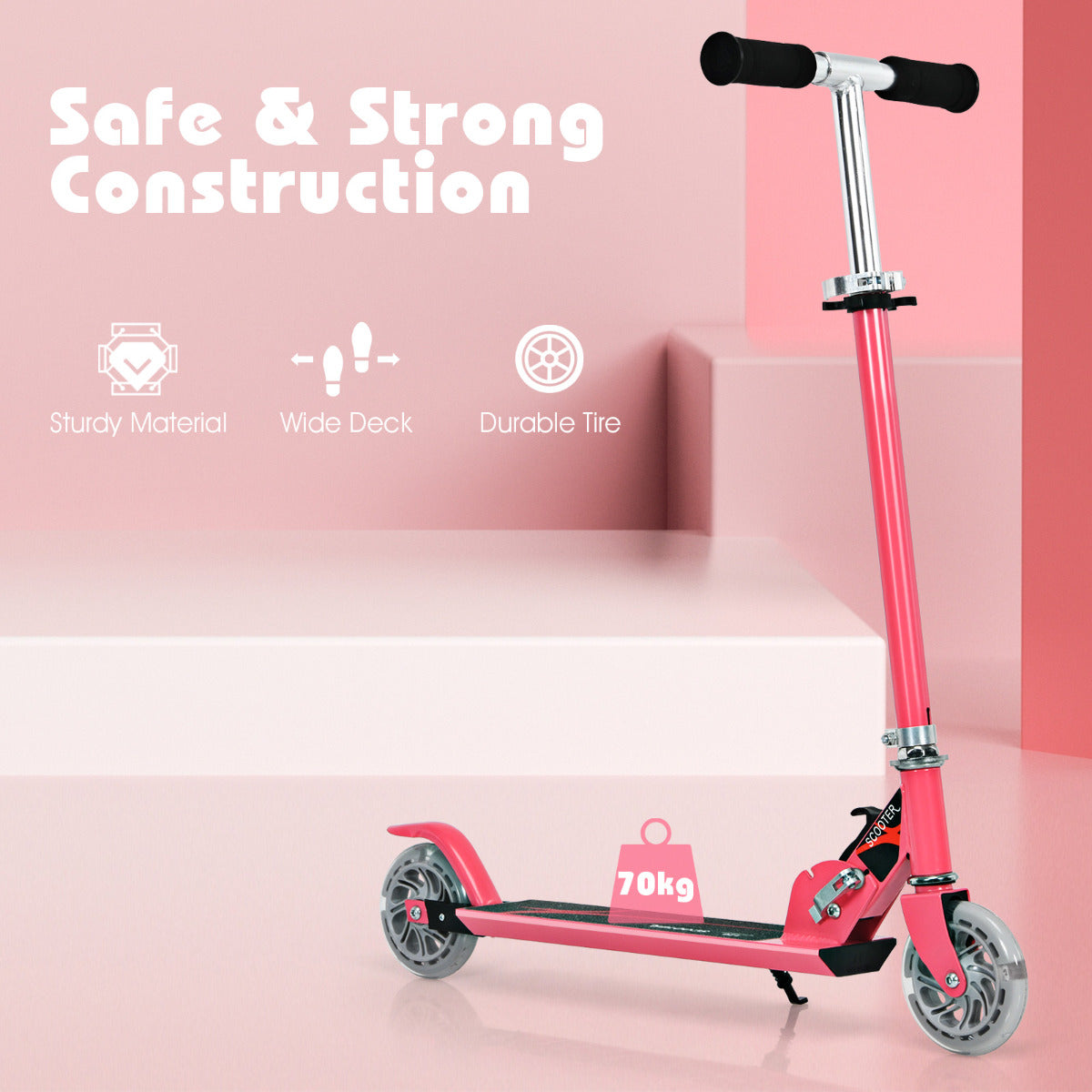 LIVSK Opvouwbare Kinderstep - Lichtgewicht Aluminium - Verstelbaar Stuur 63-86,5 cm - LED Verlichte Wielen - Draagvermogen 70 kg