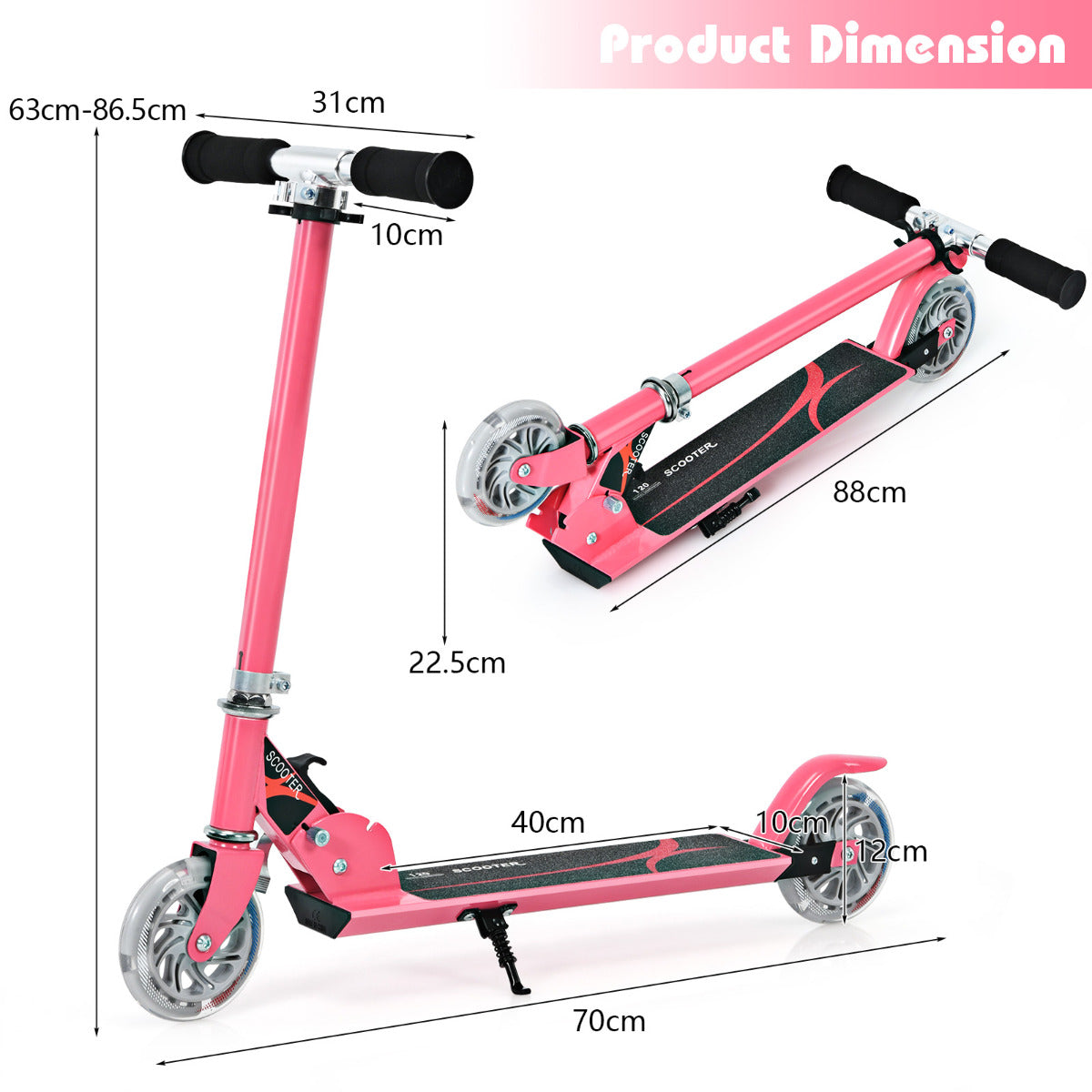 LIVSK Opvouwbare Kinderstep - Lichtgewicht Aluminium - Verstelbaar Stuur 63-86,5 cm - LED Verlichte Wielen - Draagvermogen 70 kg