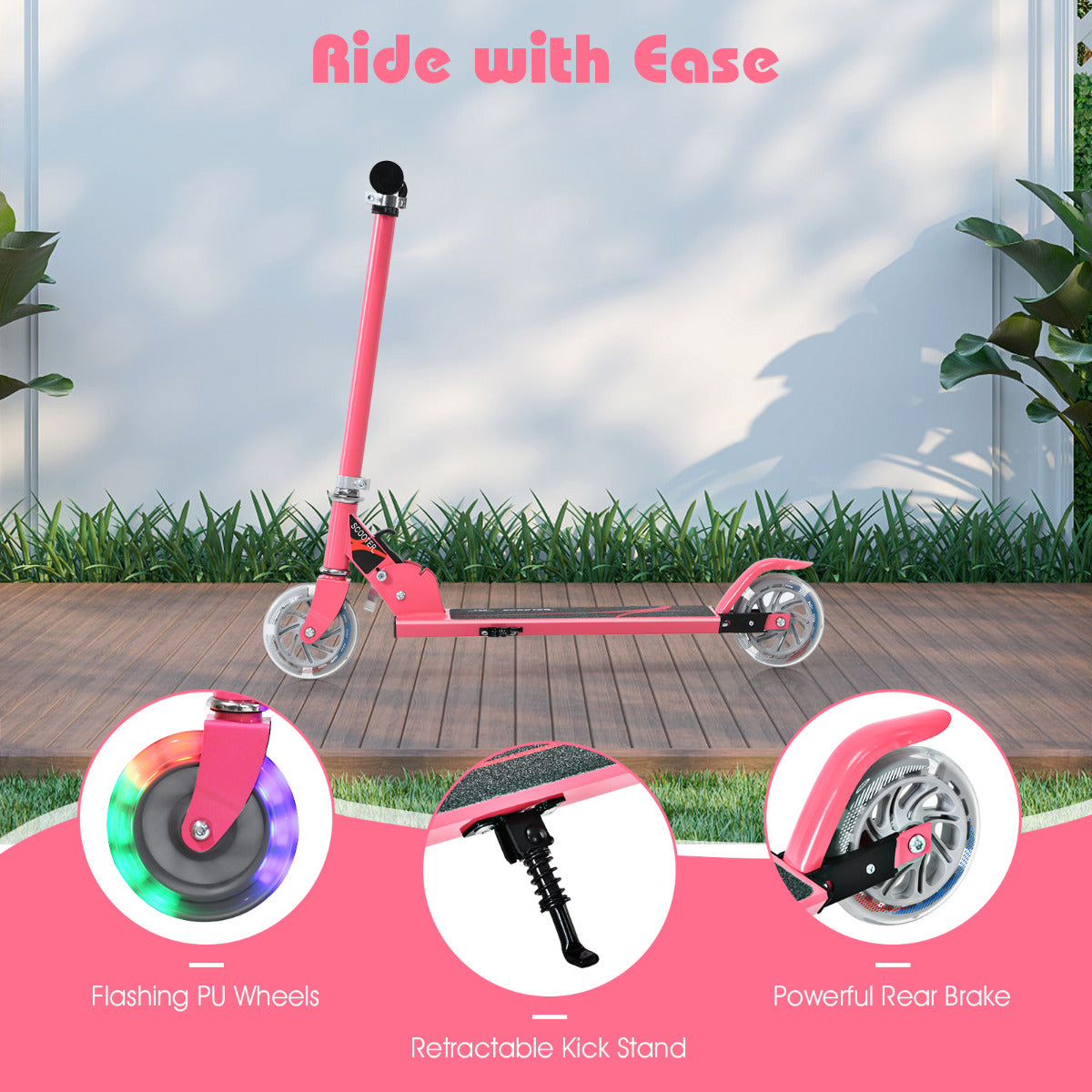 LIVSK Opvouwbare Kinderstep - Lichtgewicht Aluminium - Verstelbaar Stuur 63-86,5 cm - LED Verlichte Wielen - Draagvermogen 70 kg