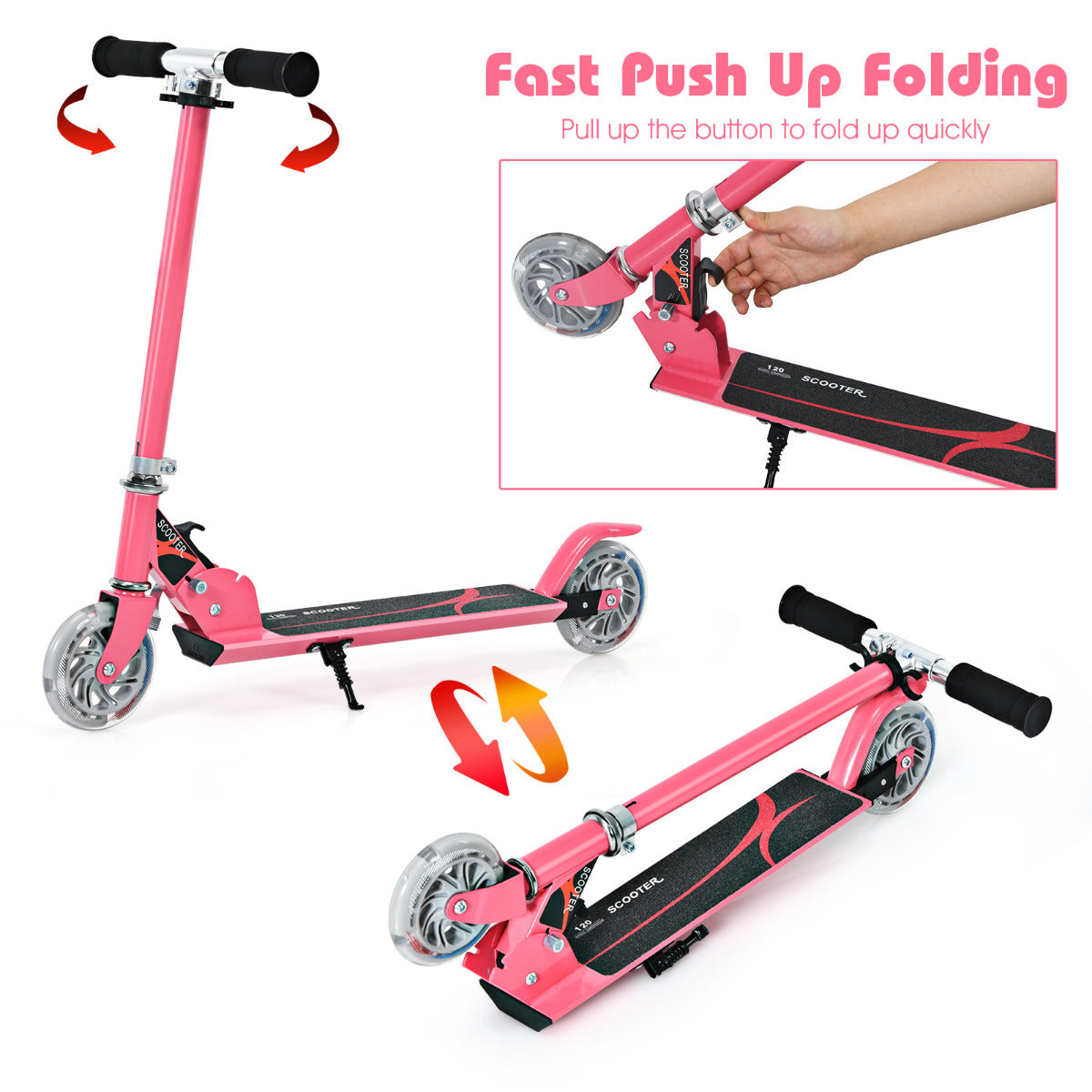 LIVSK Opvouwbare Kinderstep - Lichtgewicht Aluminium - Verstelbaar Stuur 63-86,5 cm - LED Verlichte Wielen - Draagvermogen 70 kg