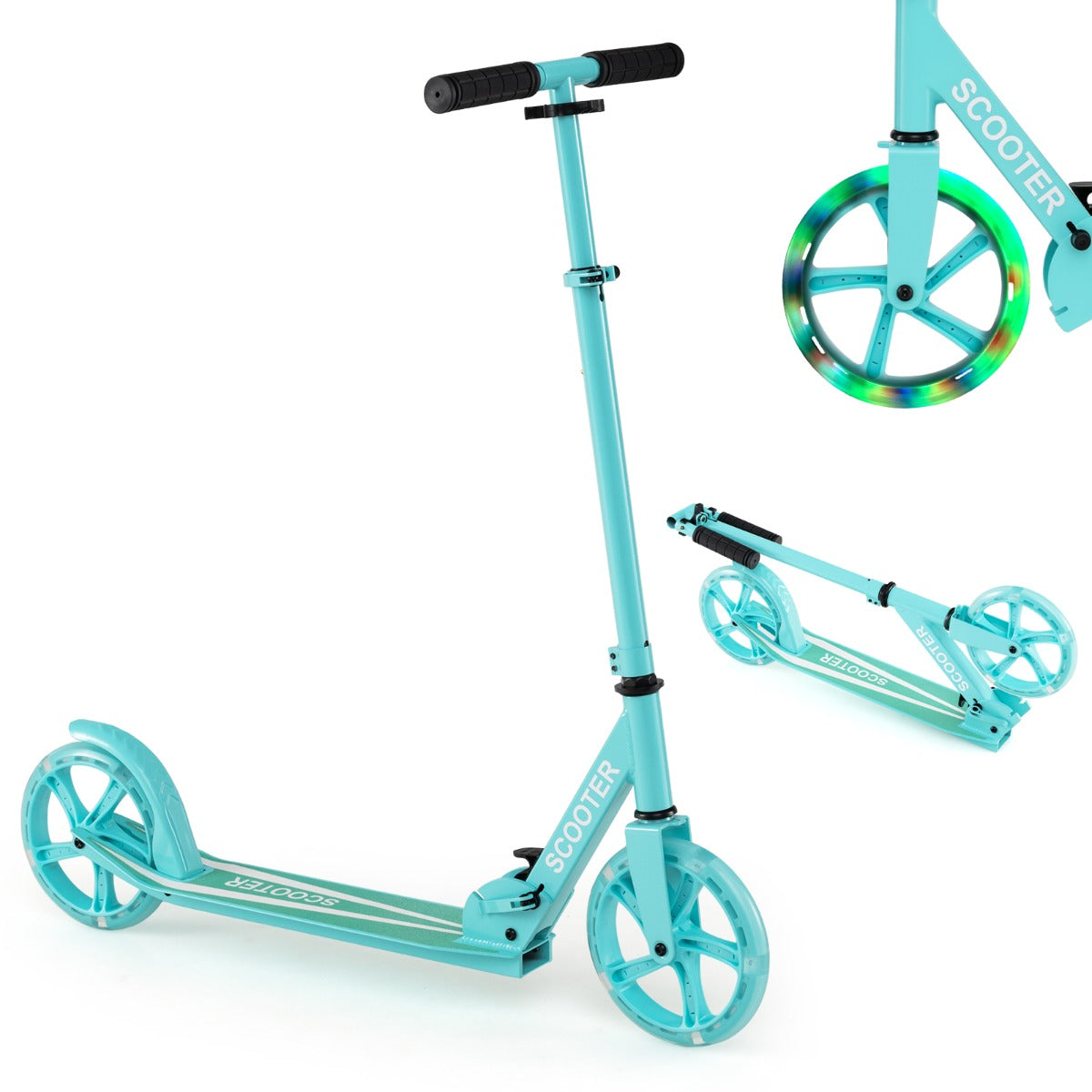 Livsk costway opvouwbare step draagvermogen 100 kg met twee led wielen in hoogte verstelbaar kickstep 1 1