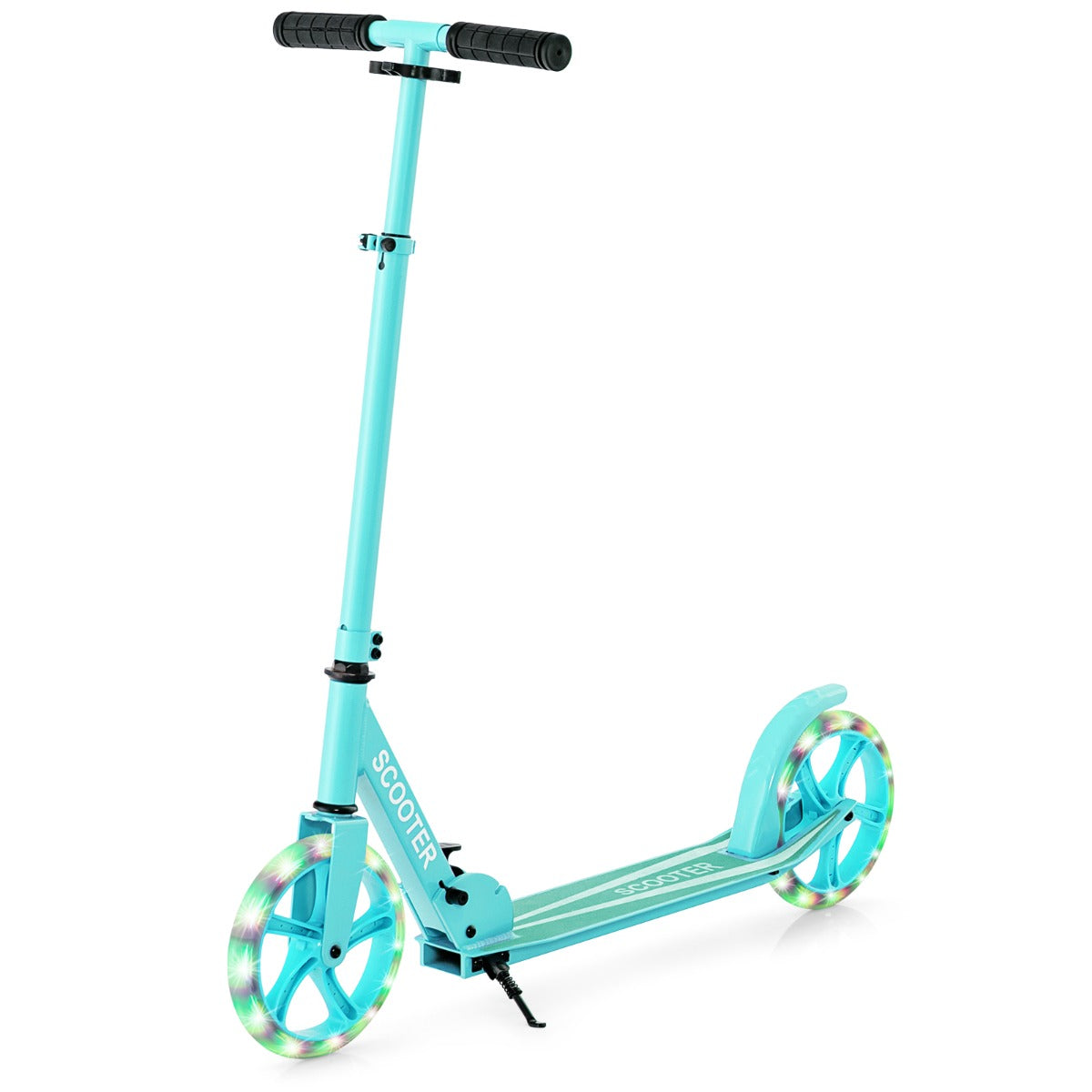 Livsk costway opvouwbare step draagvermogen 100 kg met twee led wielen in hoogte verstelbaar kickstep 2