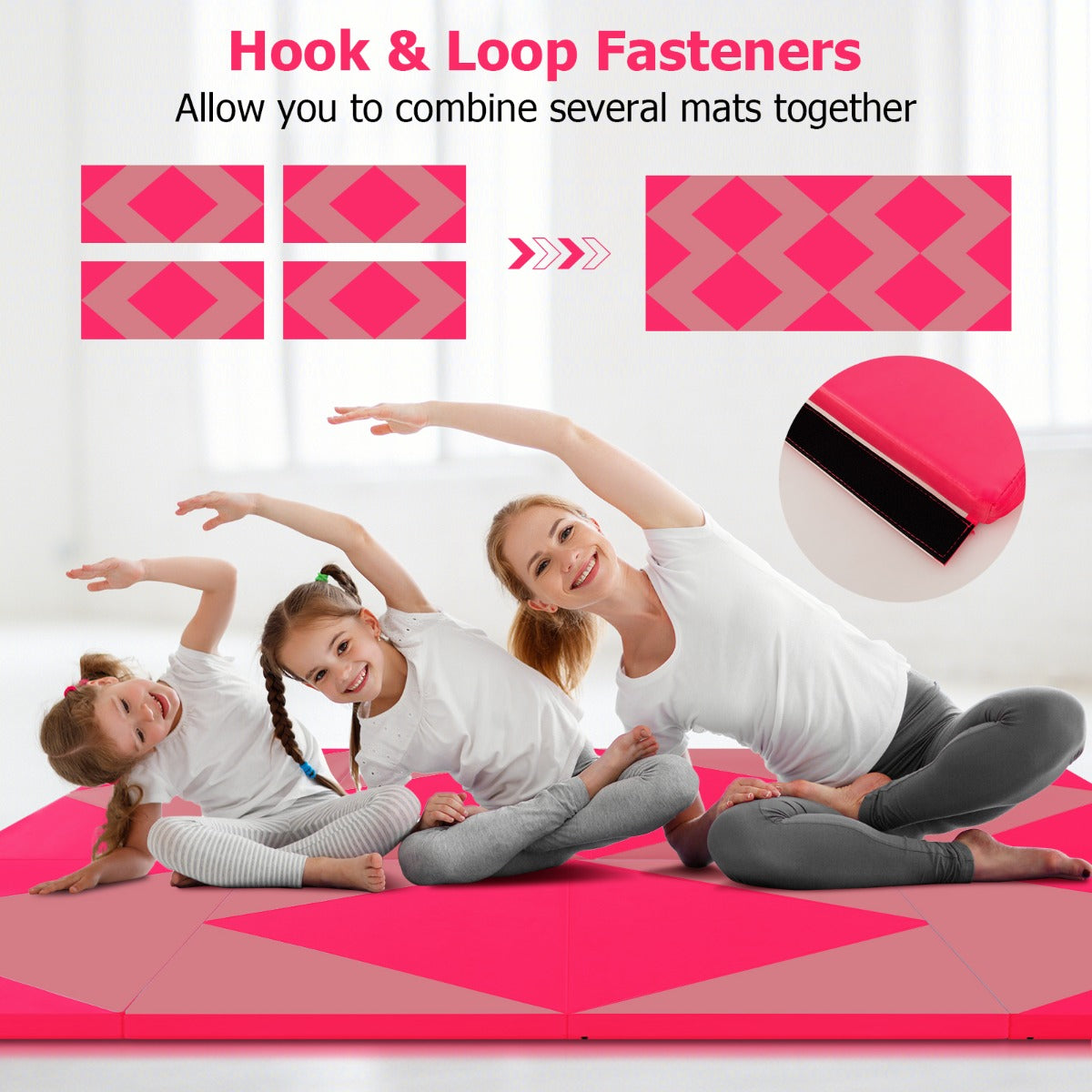 LIVSK Opvouwbare Turnmat - PU-leer met EPE-schuim - Klittenbandsluitingen - Waterdicht en eenvoudig schoon te maken - 240 x 117 x